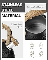 Vista 3 de Tetera de acero inoxidable de 2.5 cuartos de galón, tetera silbadora para estética de la parte superior de la estufa, hervidores de agua portátiles