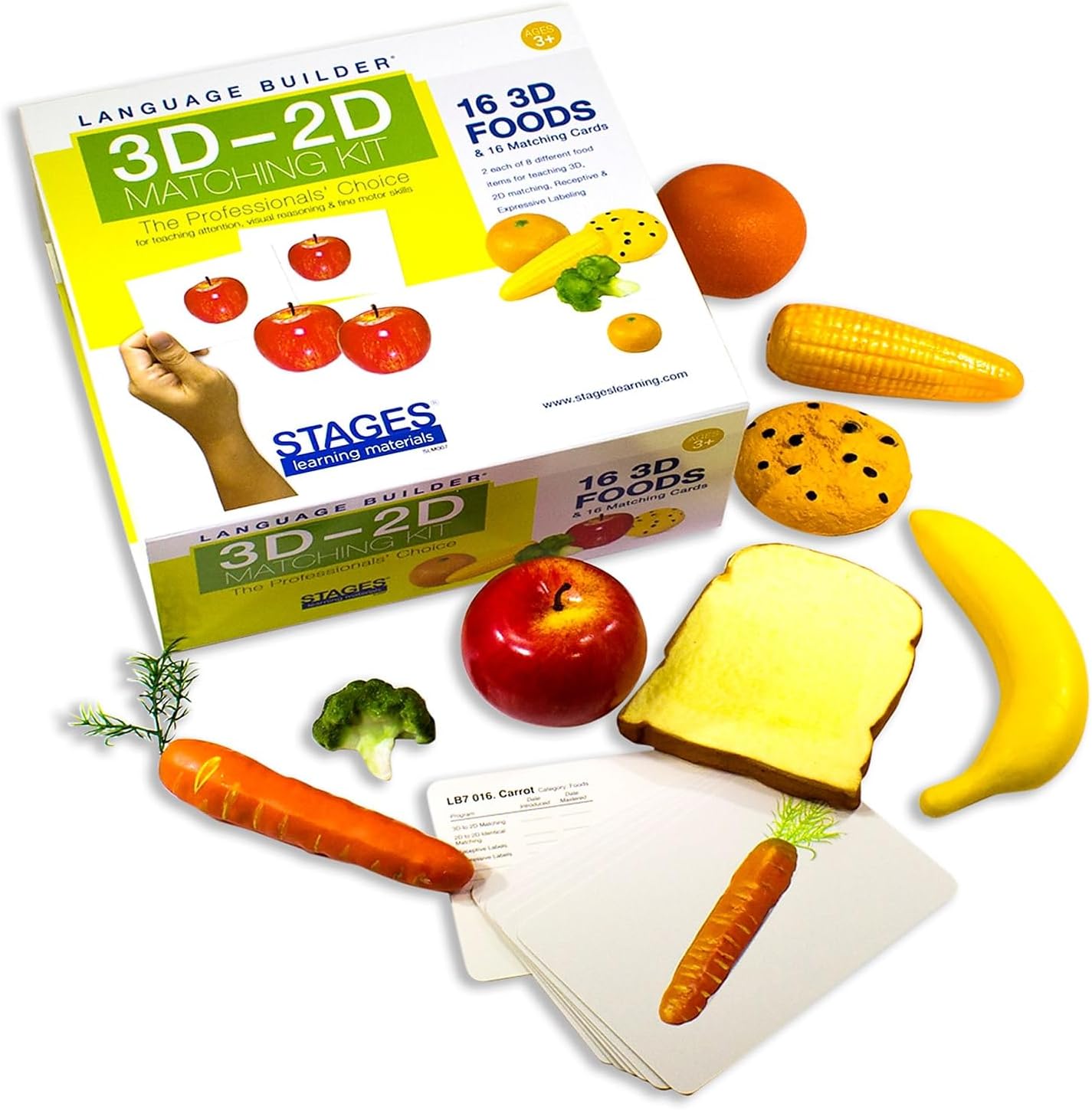 Stages Learning Language Builder 3D-2D Foods Matching Kit for Autism Education & Aba Therapy Flash Cards