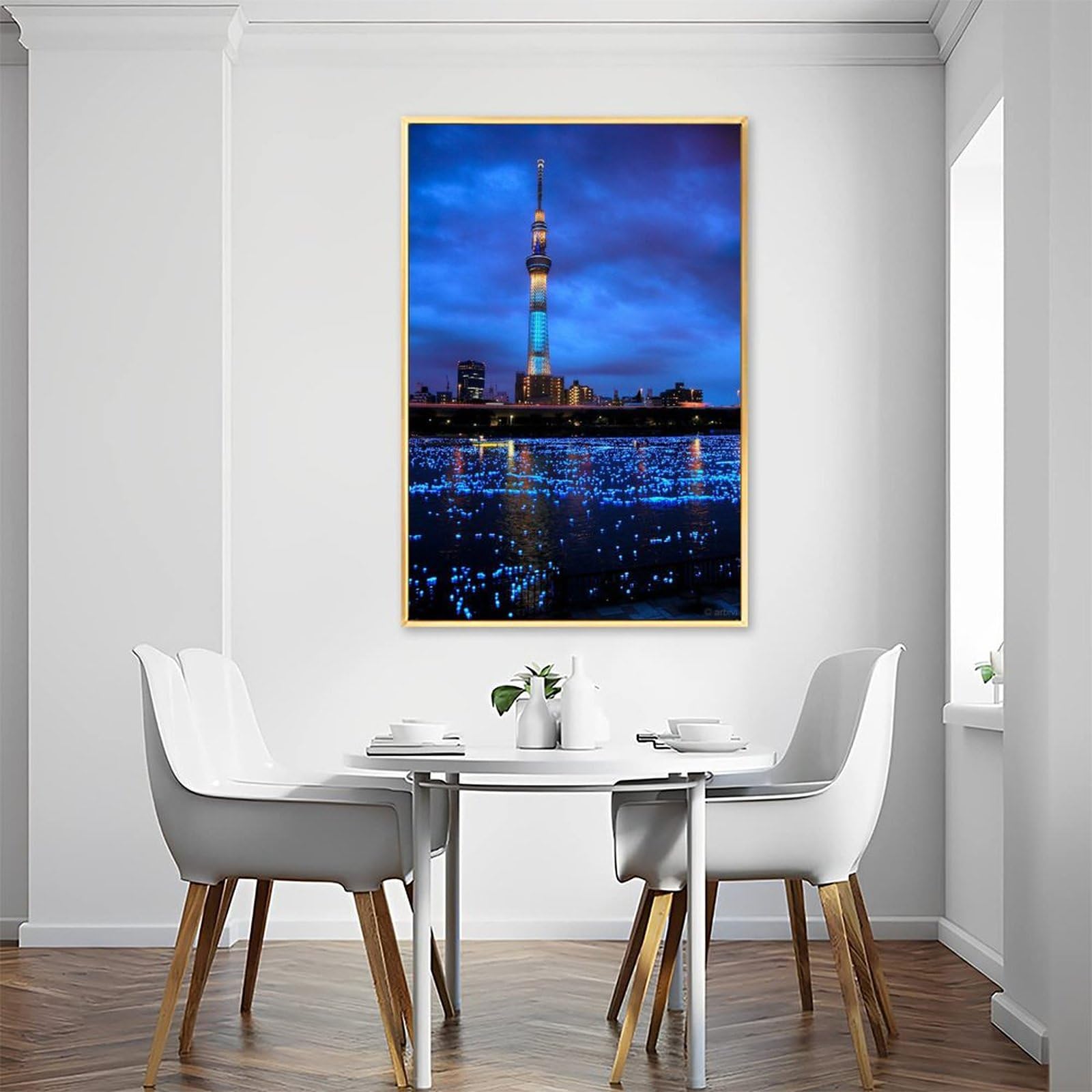 Amazon.co.jp: 絵画 都会の夜景を望む東京タワーインテリア 絵画 壮大