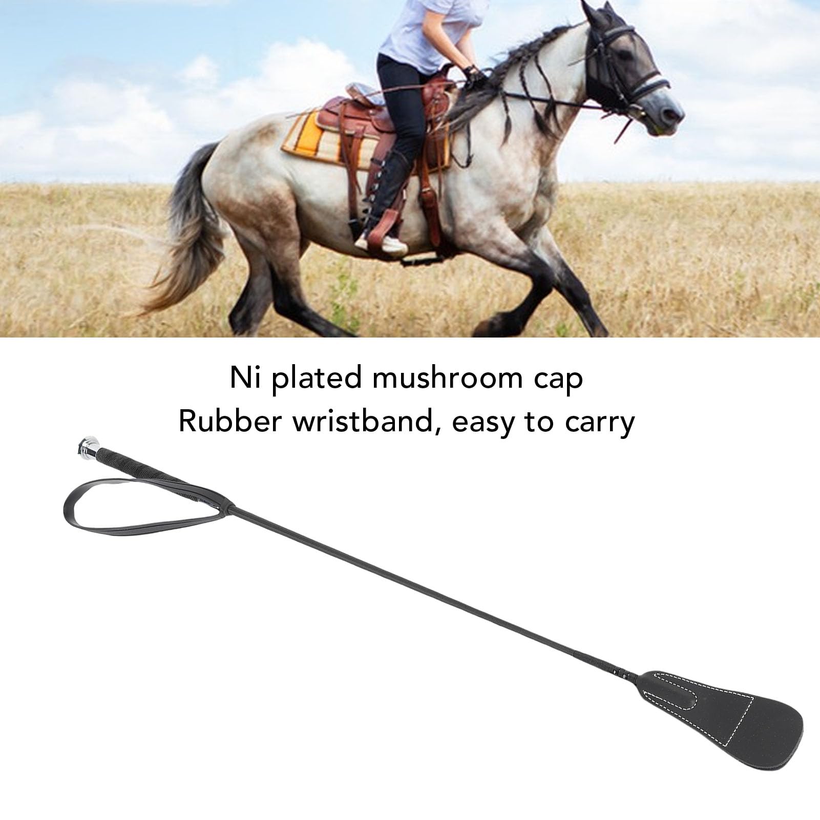 Látigo de Cuero Riding, Caballos Que Montaron Látigo con Palma de Muñeca de Goma, Ejercicio de Carrera Eventing de Pasos a Campo Traviesa Cropa de Salto de Salto de Salto de