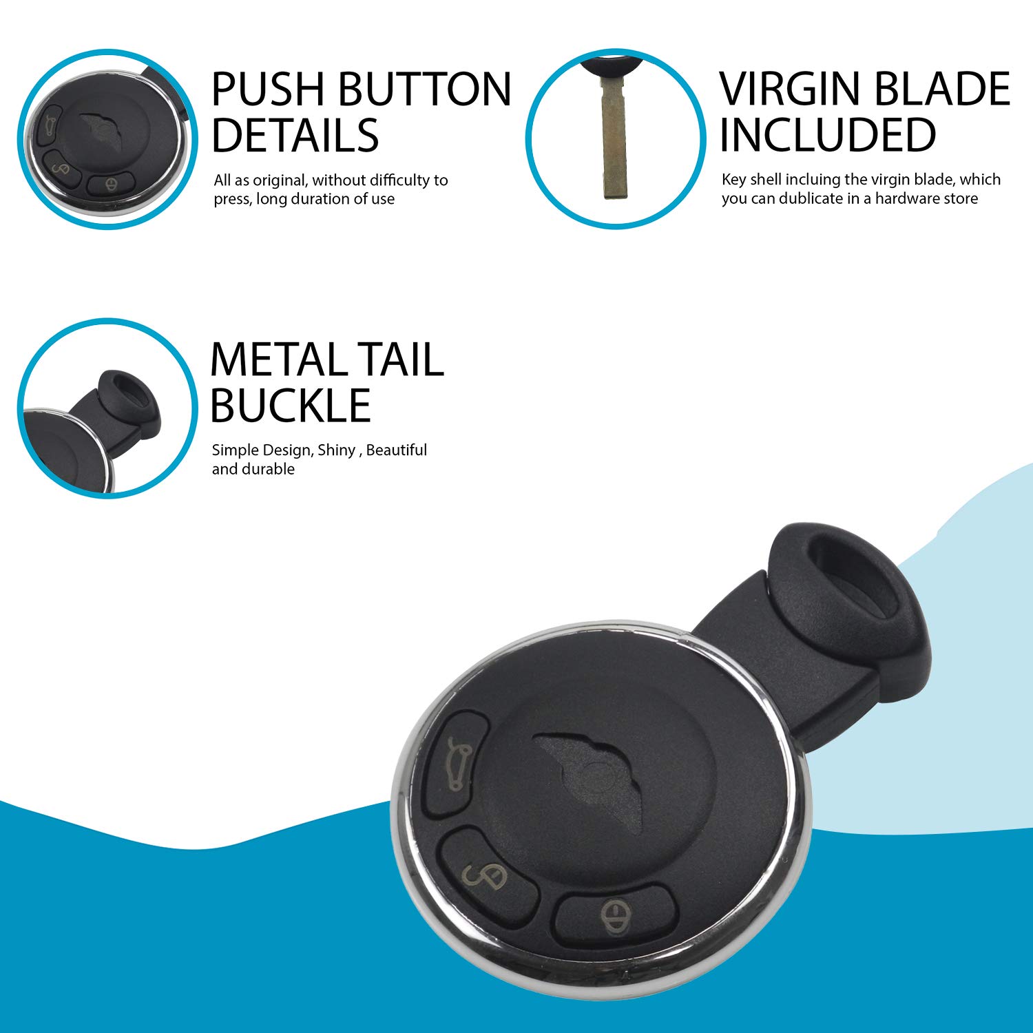 Replacement Keyless Remote Shell Case For MINI Cooper S, One, D, Clubman, Countryman, Convertible