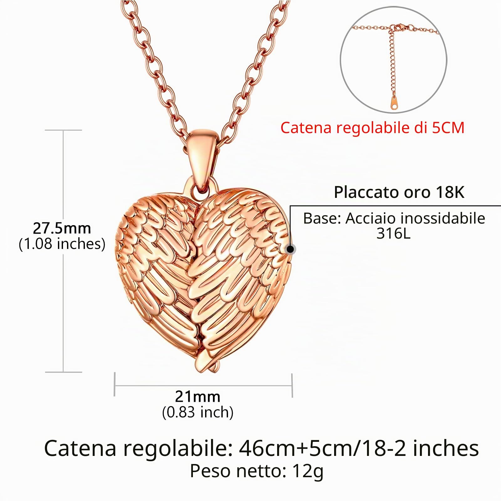 Supcare Cuore Collana con Foto Personalizzata, Argento/Oro/Oro Rosa Collana Donna con Medaglione, 12 Stili Foto Collana Portafoto Locket, Idee Regalo Donna Ragazza Mamma