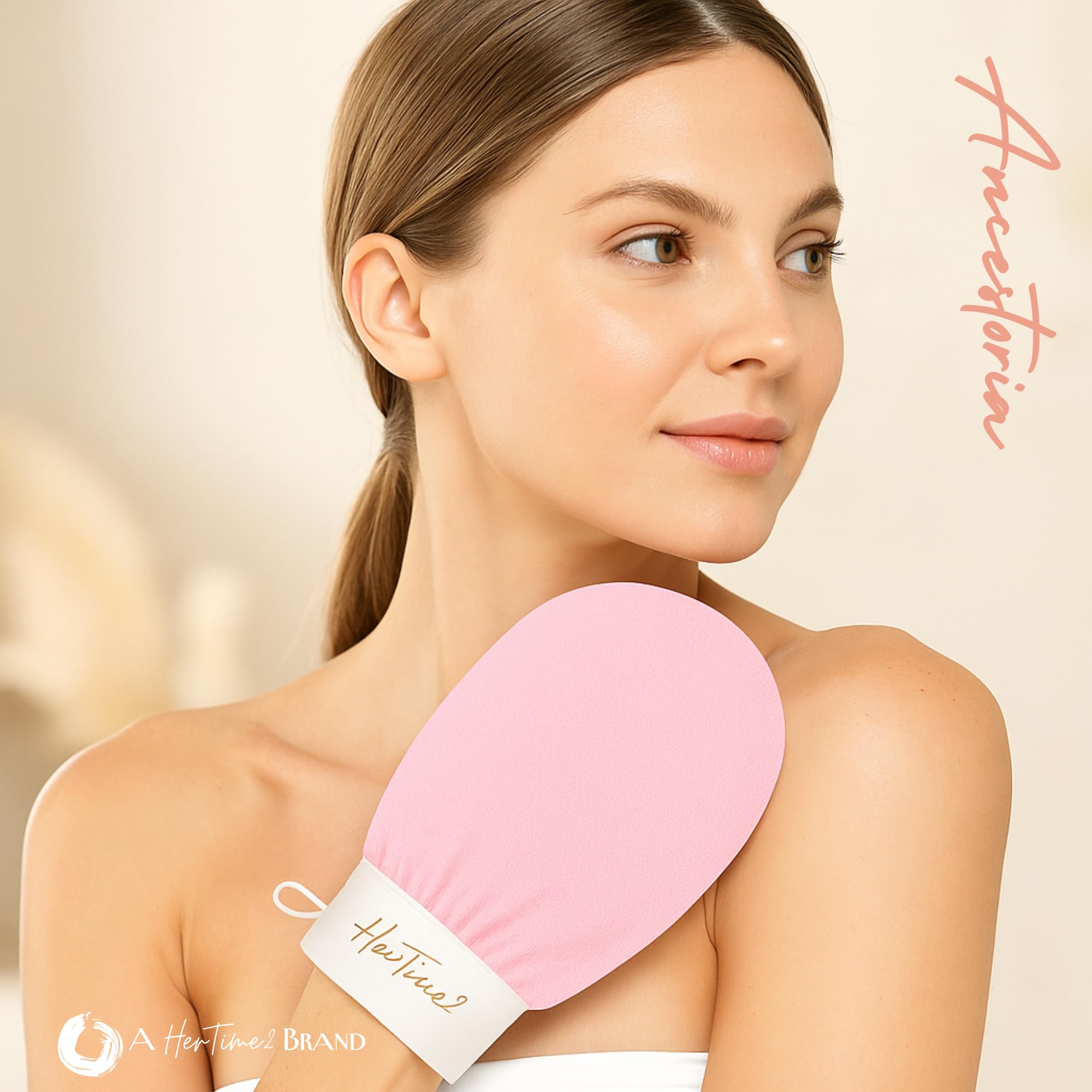 HerTime2 Guantes exfoliantes coreanos, rosa y negro, paquete de 2, guantes de exfoliación profunda, reutilizables y sin productos químicos
