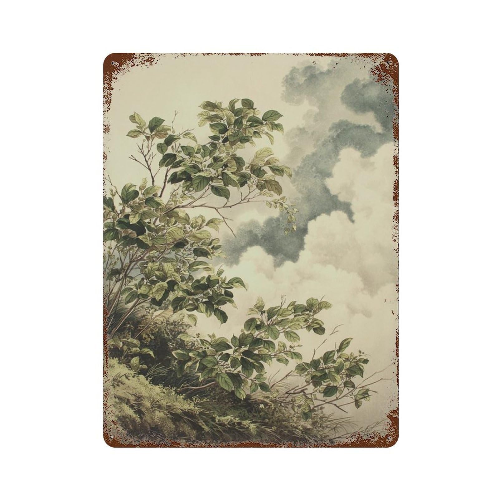 xiaoxiaoshen Misty Forest Landscape Nature Green Woodland Wall Decor Art Metal Tin Poster Modern Home Decor Art Home Bar Shop Decorations Vintage Sign 40x30cm