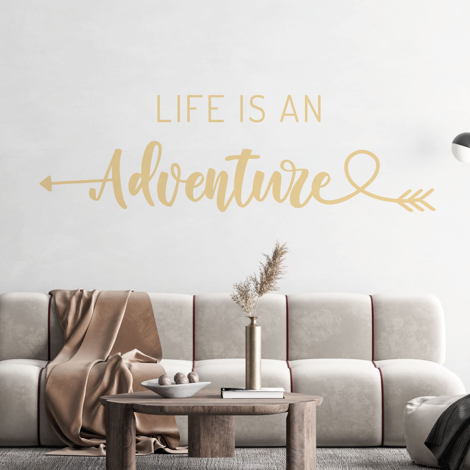 Life is an Adventure - Wall Quote Art Sticker Inspirational Home [Medium] [Cream]