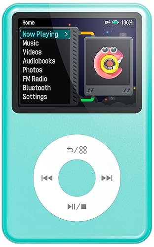 Mp3 Player with Bluetooth Innioasis Y1 Video Digital Music Player HiFi Mini Portable Kids Audiobook Mp3 2025 Nice Gift Choice Theme Upgrade Blue - Blue - 128G
