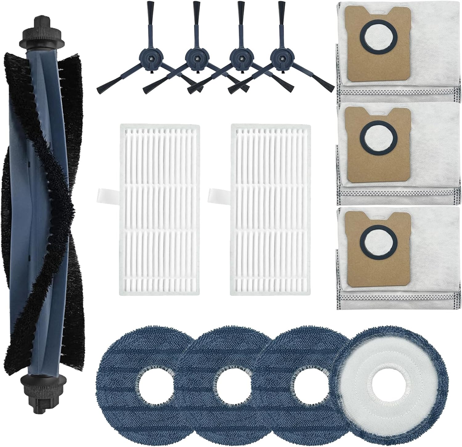 Accessories Replacement for eufy C20 Robot Vacuum Accessories 1x Mainbrush,2X Filters,4X Moppads,3X Dust Bags,4X sidebrushes