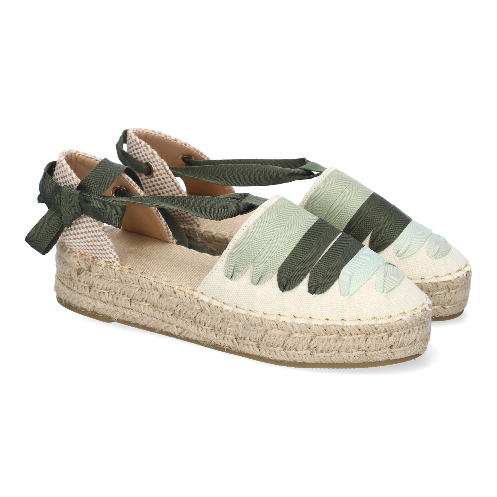 Alpargarta Plana Estilo Valenciana para Mujer, Comodas y Elegantes, Diseno Moderno con Cintas en la Pala Decorativas y Cierre de Cintas al Tobillo, Ideales para Primavera-Verano.