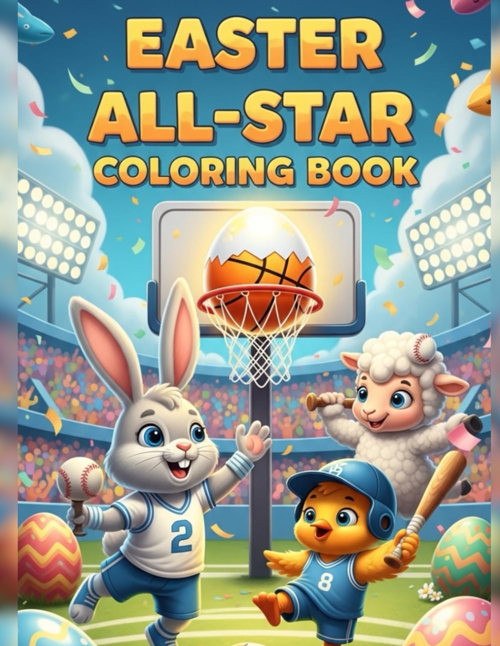 Easter All-Star Coloring Book: 50 Bold & Easy Easter Sports Designs for Kids Ages 3–8 | Fun Basketball, Soccer, Baseball & More