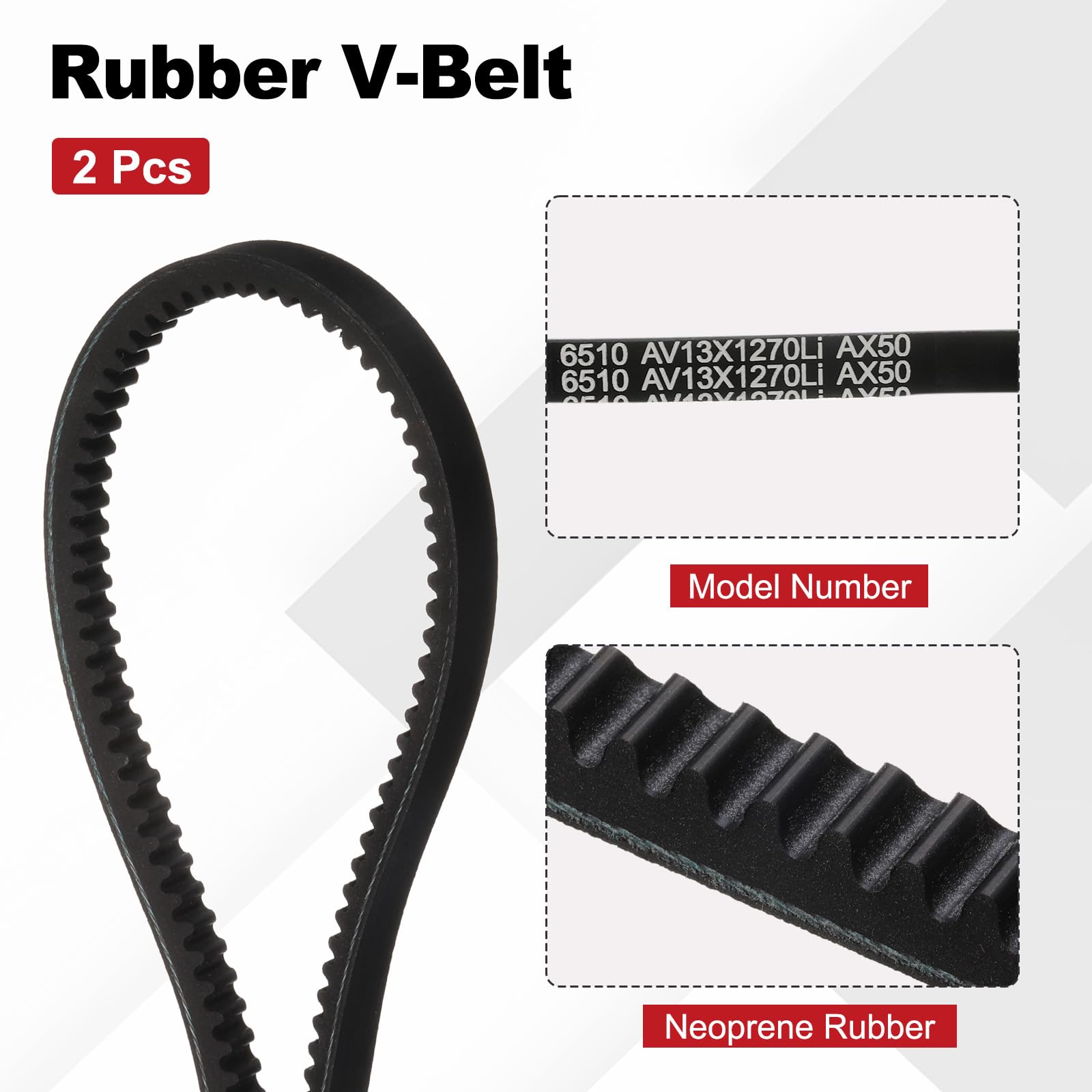 AX50 Belt, Raw Edge Cogged Industrial Rubber EPDM V-Belt, Pack of 2 — Amazon image 3