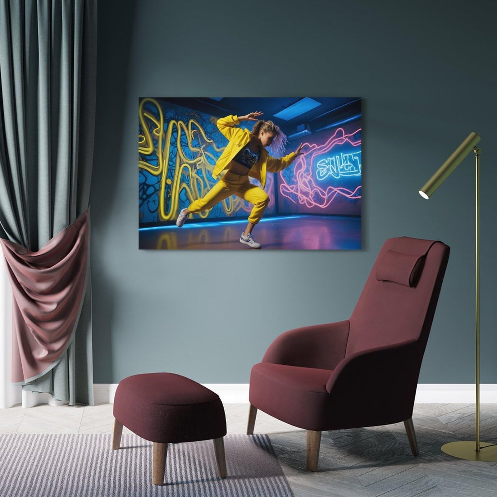 ZLQYHW Poster con ballerina hip-hop, motivo street dance su tela, decorazione per camera da letto, 50 x 75 cm
