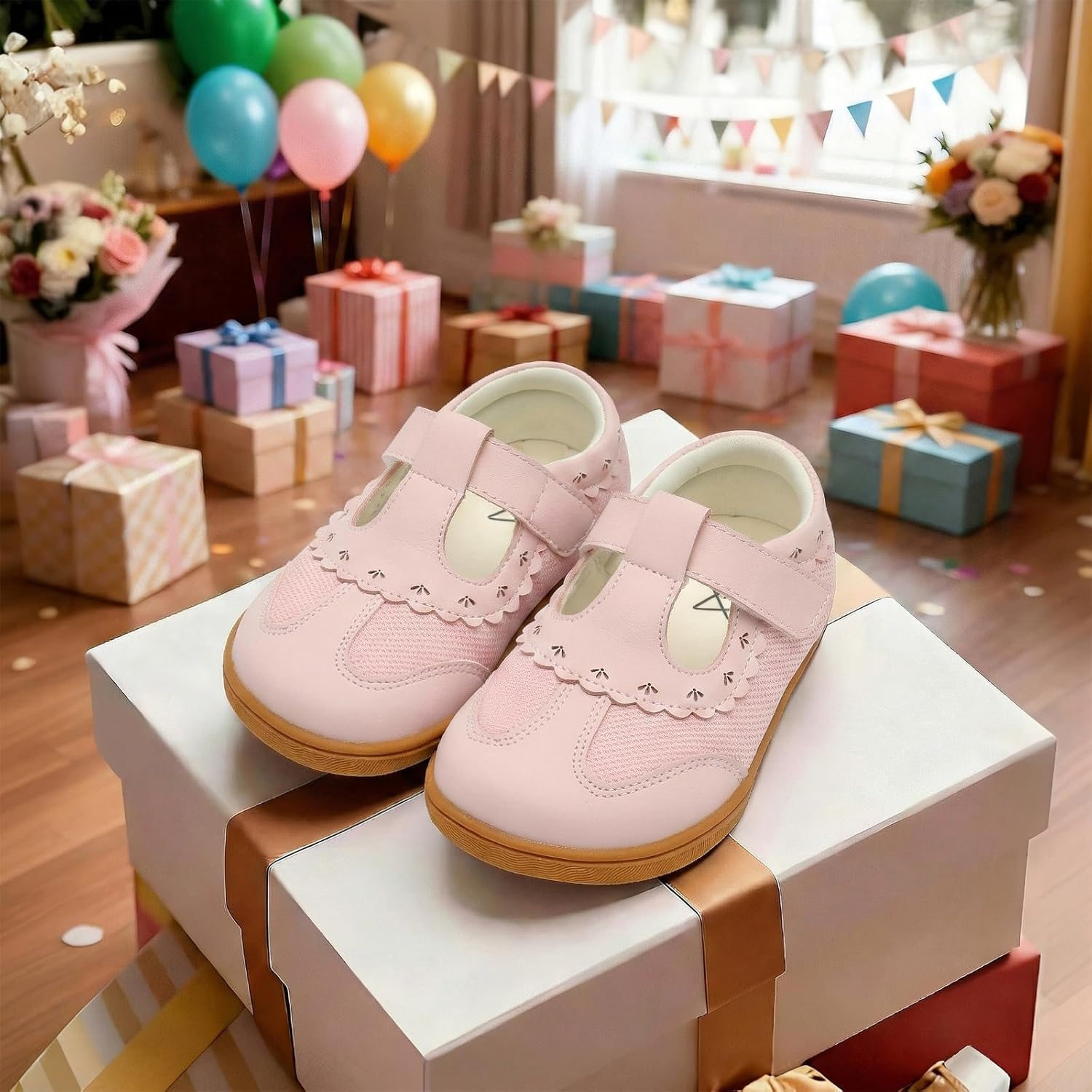 LeIsfIt Toddler Wide Shoes Kids Breathable Walking Shoes Pink Size 8