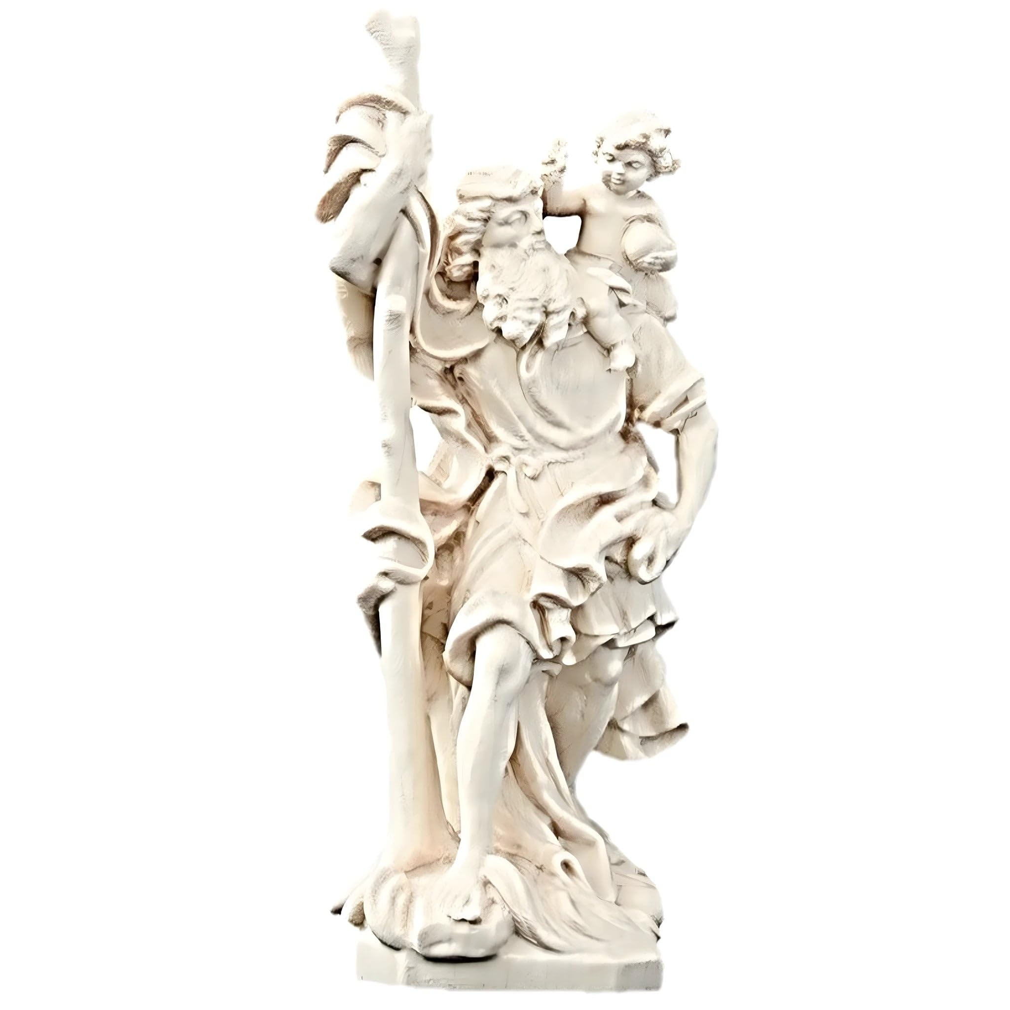 Christophorus aus Ahornholz 12 cm handgefärbtes Holz in Gröden Krippenfigur