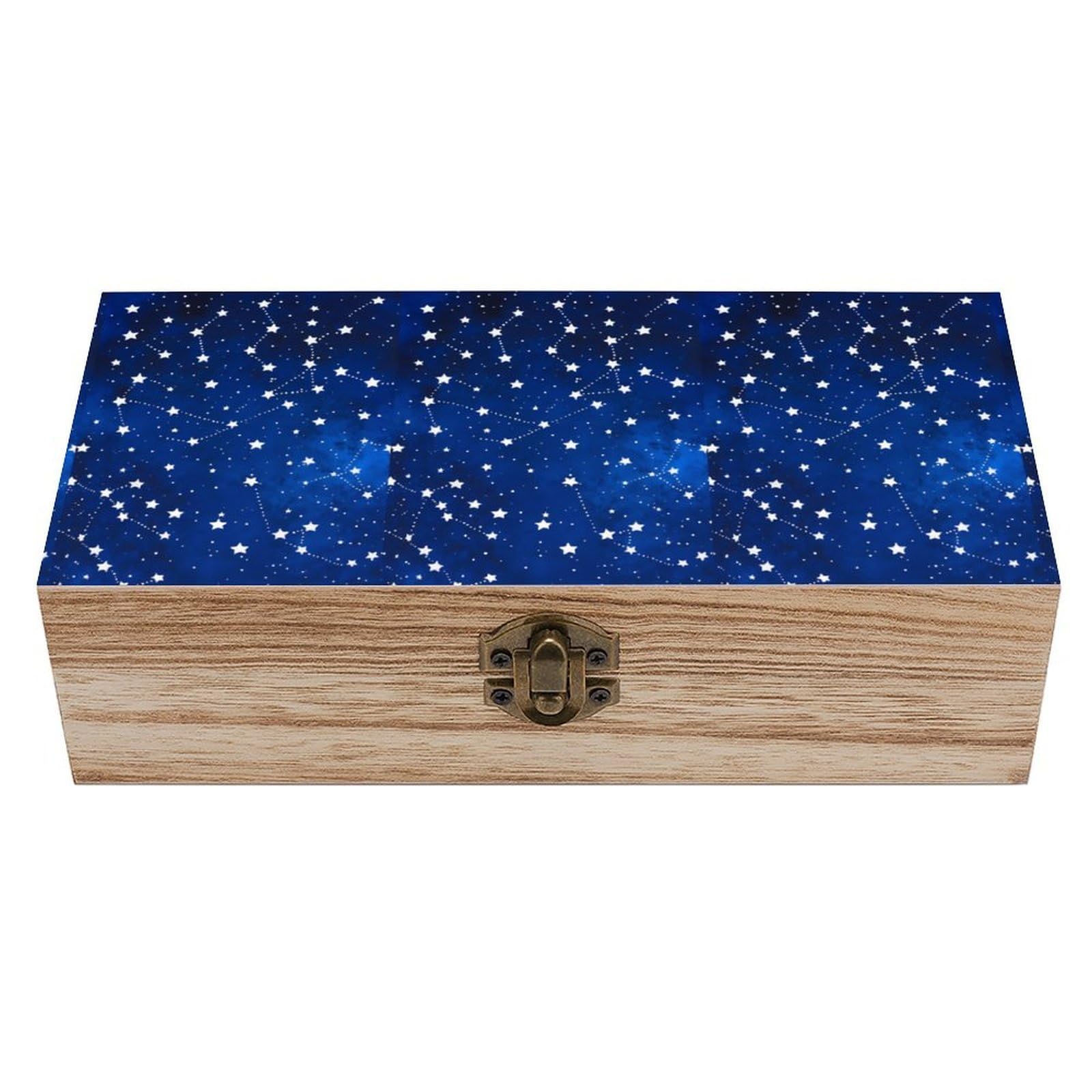 HLBSDM Blue Starry Galaxy Wooden Storage Vintage Keepsake Decorative Boxs