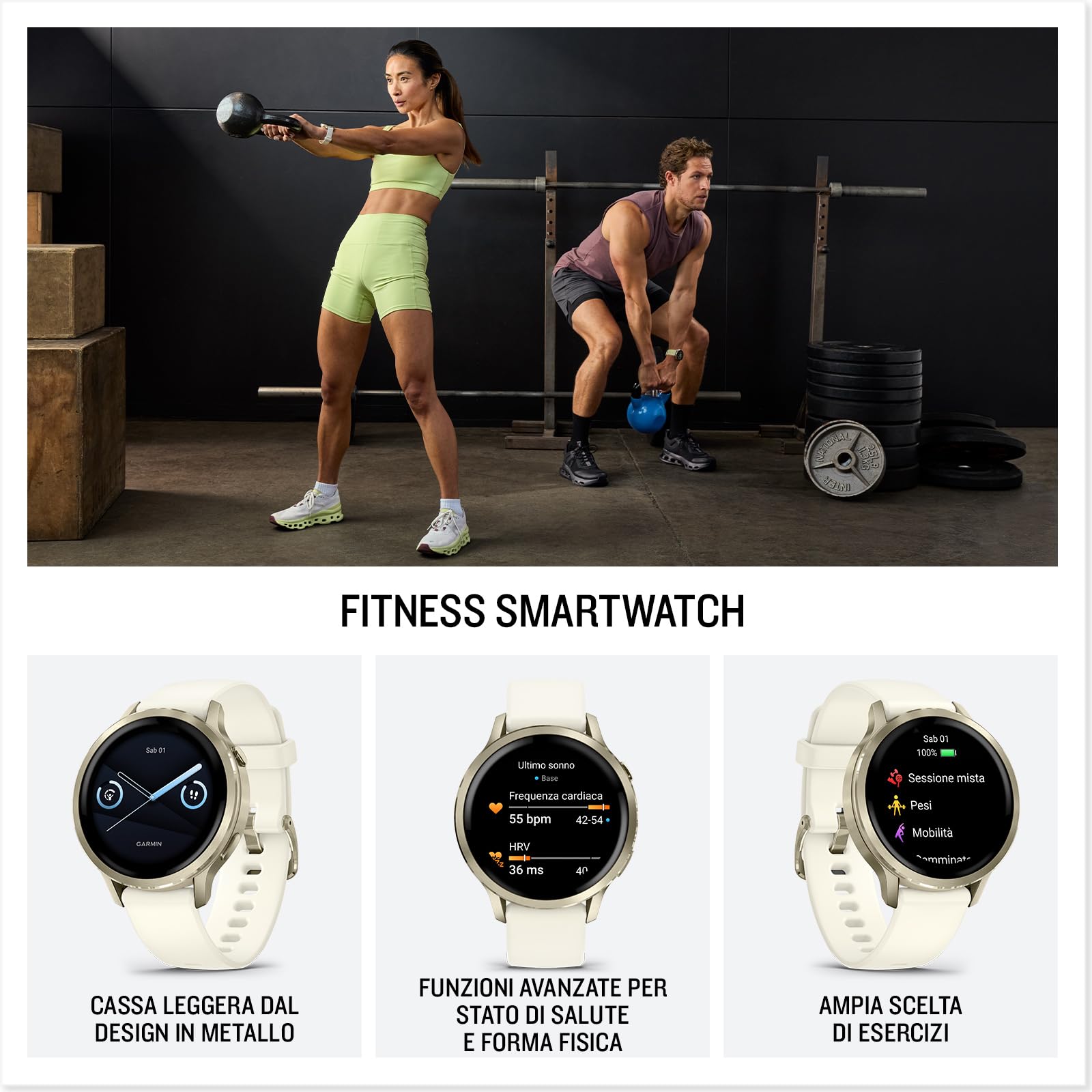 Garmin Venu 4, 41mm, Smartwatch per il fitness, Display AMOLED 1,2", Speaker e Microfono, Comandi Vocali, GPS Multi-band, Torcia, 80+ App per lo Sport, Autonomia 10 giorni (Gray & Silver) - Vista 2