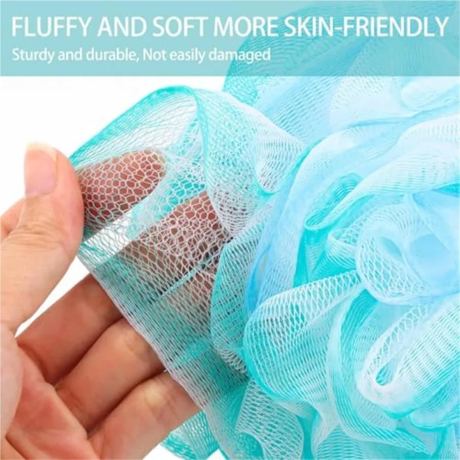 Esponja de Baño de Malla Large Loofahs Shower Sponge- Pack of 6 | Exfoliating Body Scrubber Shower Scrunchies Mesh Pouf Bath Sponges