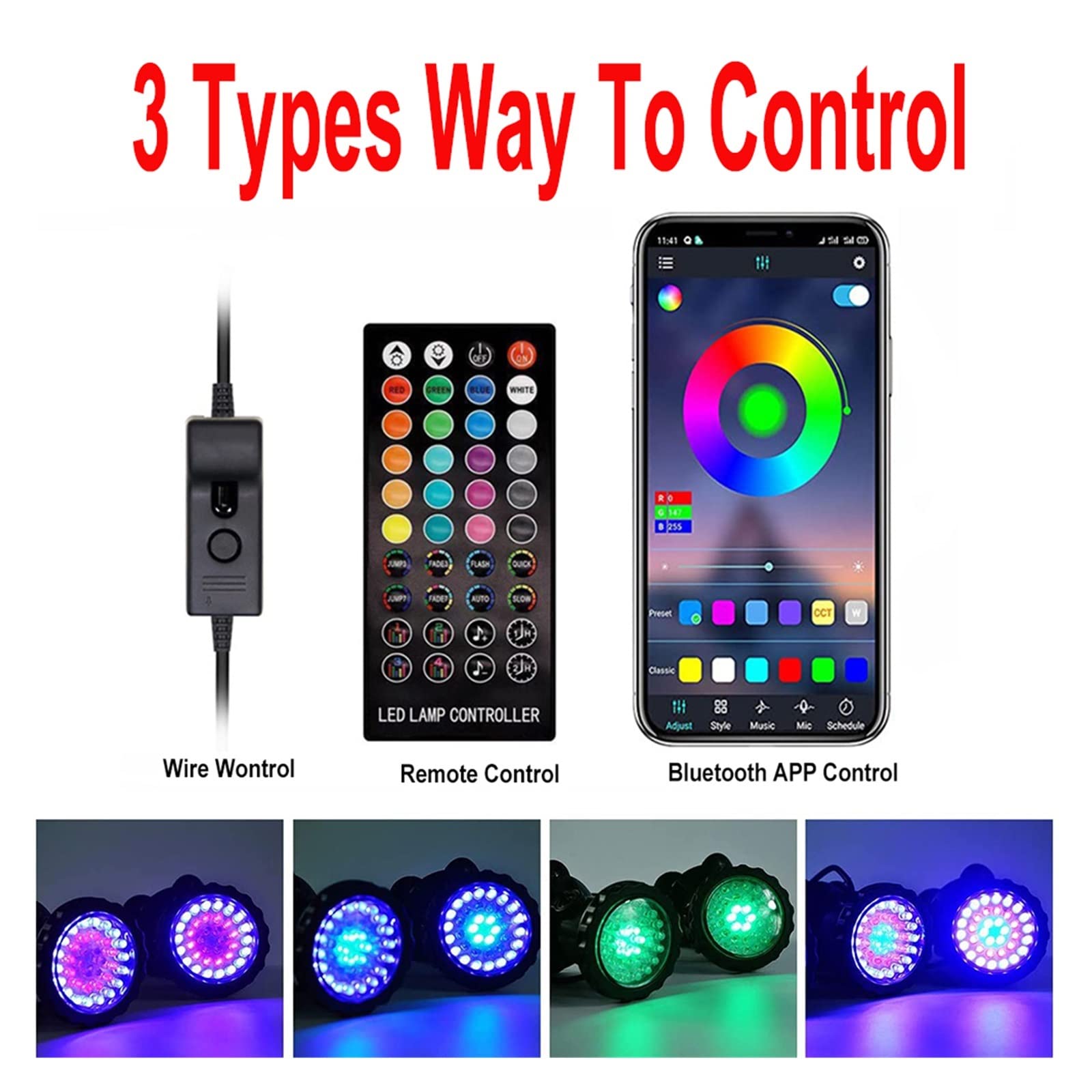 RGB podwodne światła LED Bluetooth pilot APP sterowanie oświetlenie basenowe na zewnątrz wodoodporny ogród krajobraz fontanna dekoracja akwarium Niskie ZużYcie Energii(6Lamp 1Controller)