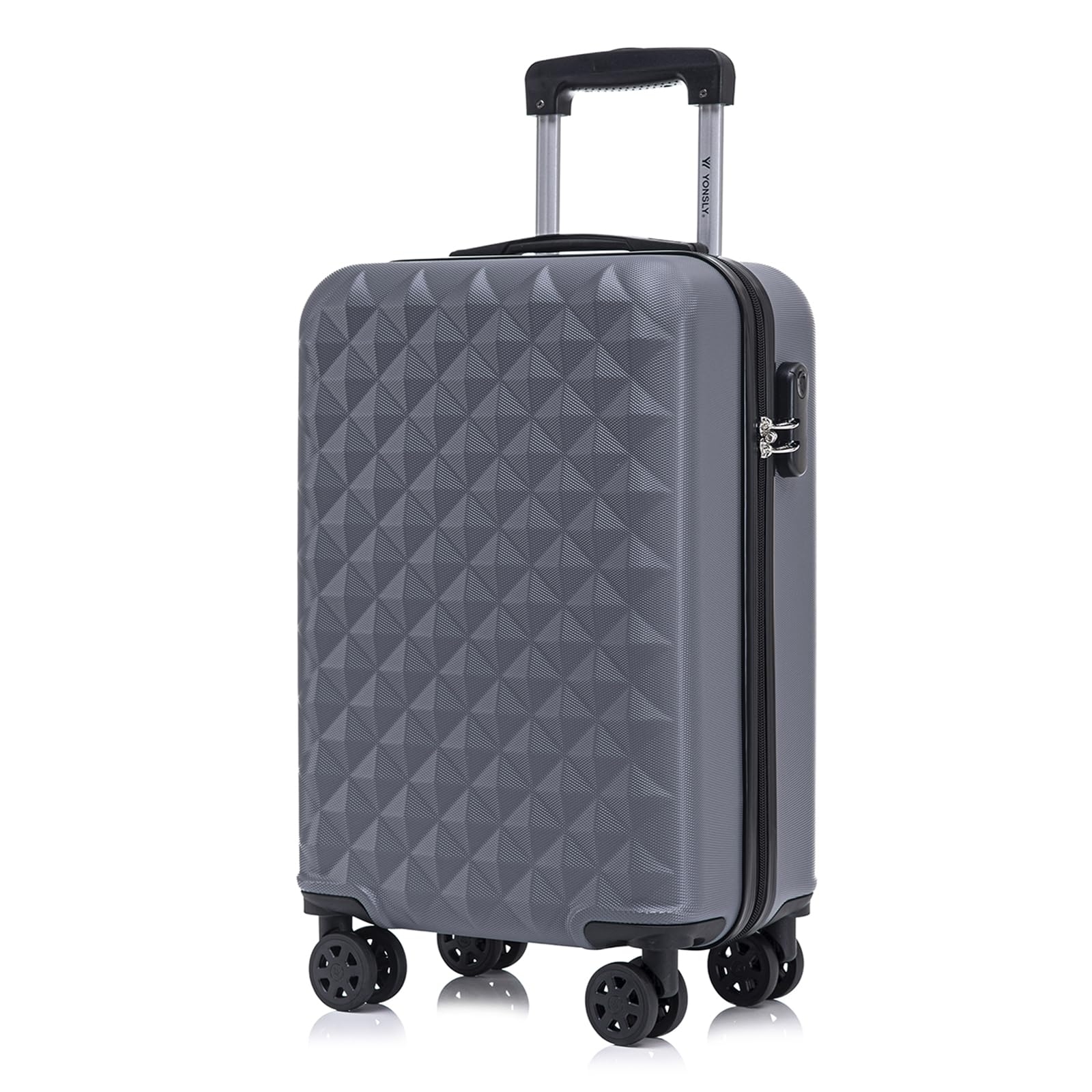 YONSLY Trolley Koffer Set, Reisekoffer, Rollkoffer Handgepäck, Kabinkoffer Suitcase, Gepäckset mit 360° Rollen, Hartschalenreisekoffer, Zahlenschloss, Gummigriff