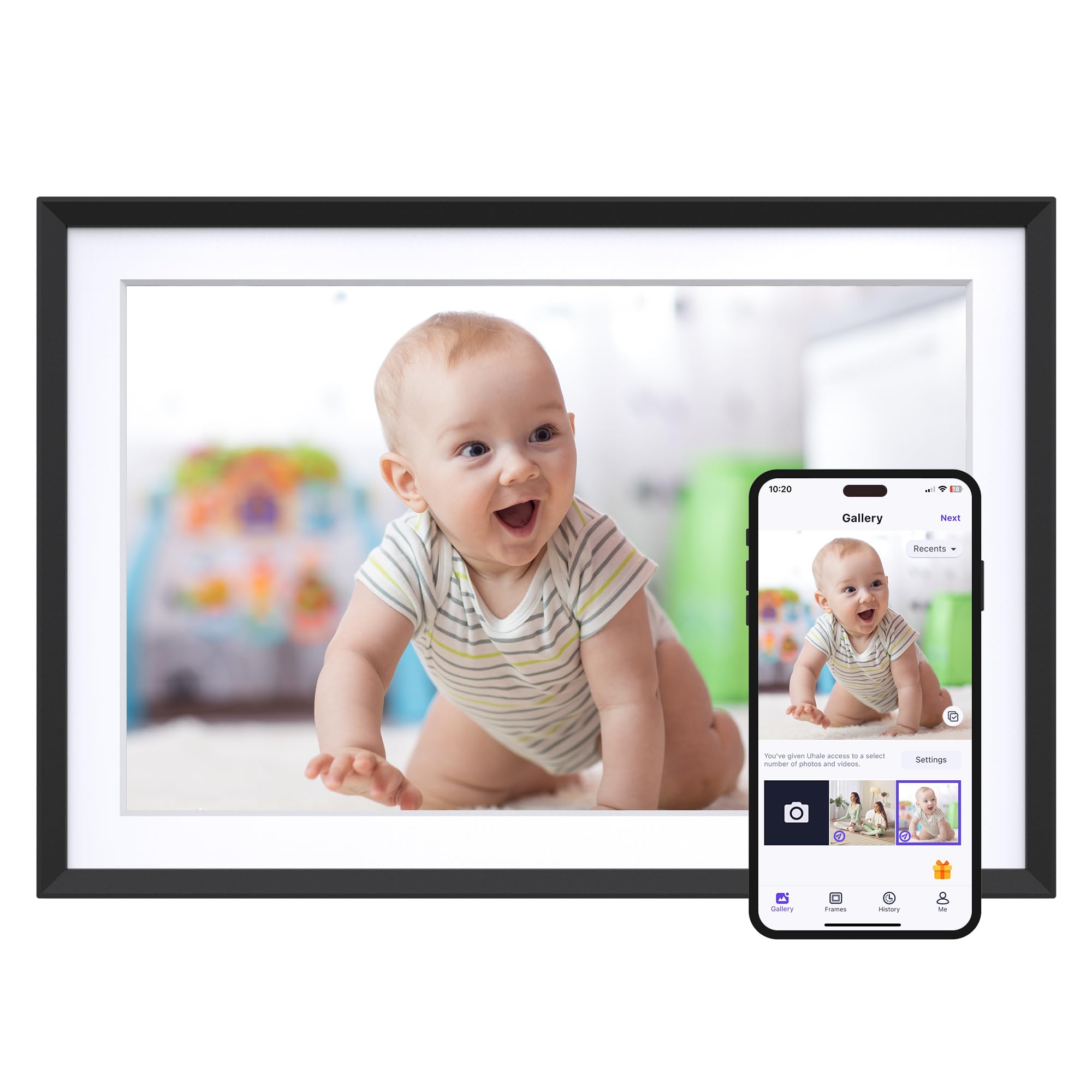 Dragon Touch Digital Picture Frame - WiFi 10.1 inch IPS Touch Screen Digital Photo Frame Display, 32GB Storage, Auto-Rotate, Share Photos via App-Black Border