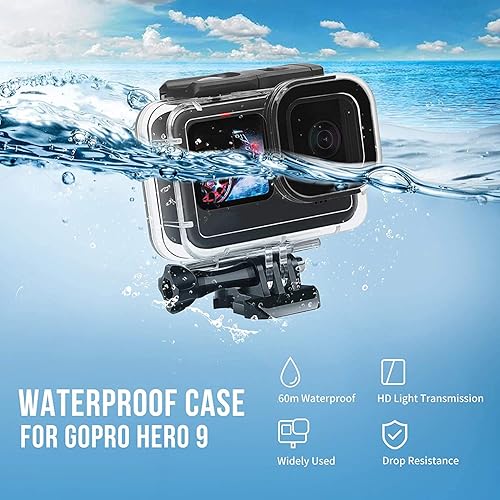 Miniatura 2 de SHOOT Kit de funda impermeable para GoPro Hero 12/11/10/9, carcasa protectora de buceo, con protector de pantalla y 12 piezas antivaho inserto para