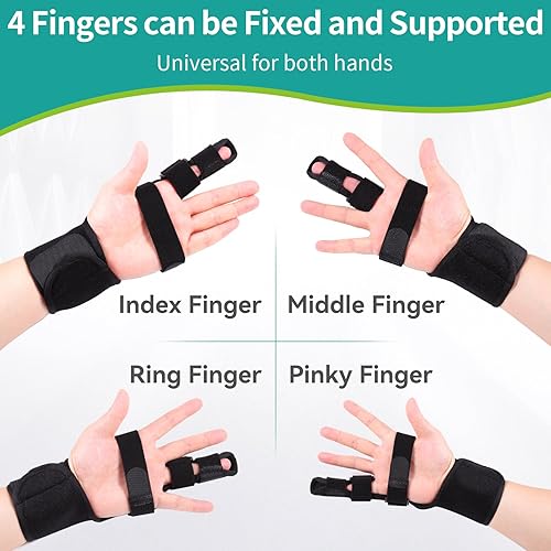 Miniatura 4 de lefeke Férula de dedo gatillo, soporte para dedo medio, índice, meñique o anular, férula de mano para dedos rotos, artritis, fractura, soporte de