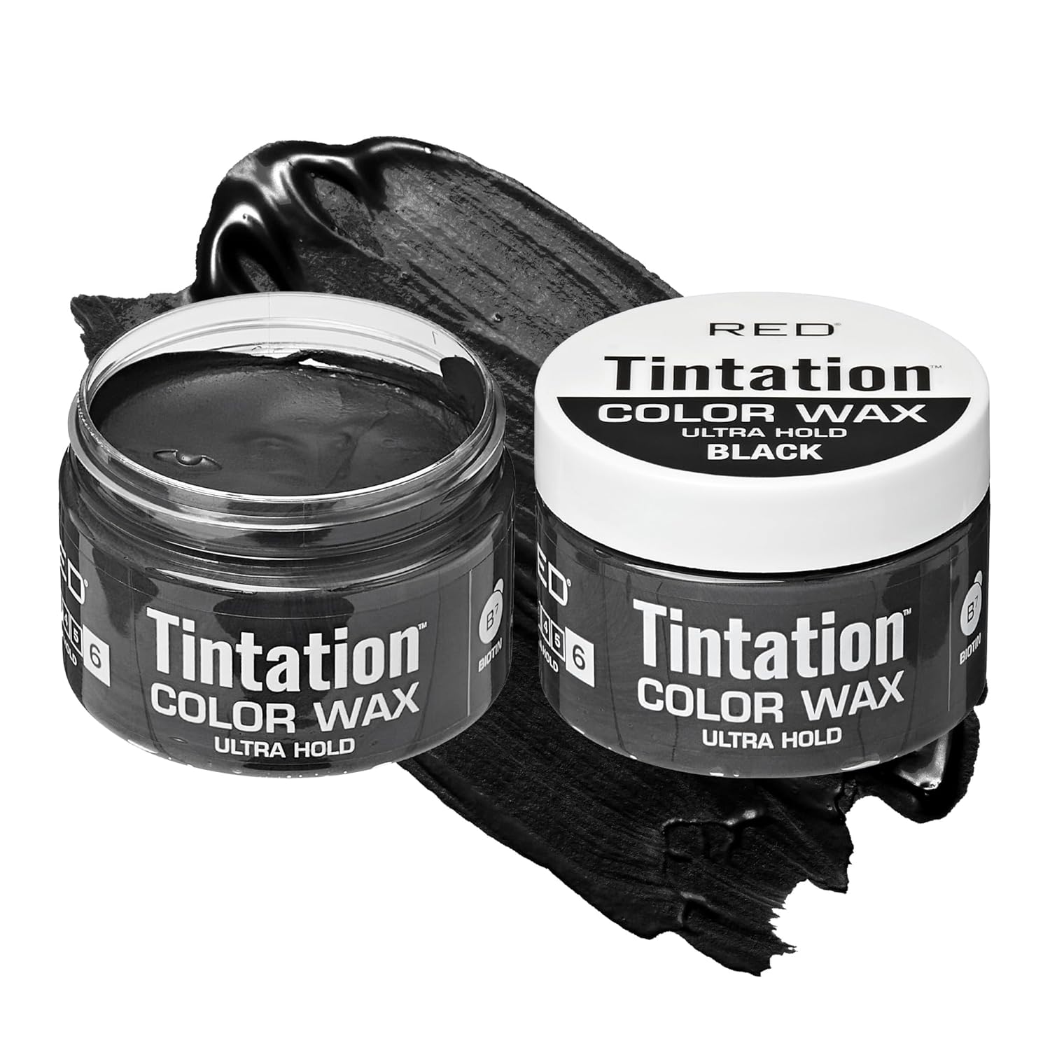 Red by Kiss Tintation Temporary Hair Color Wax – Vivid Instant Color, Ultra Hold, Water & Sweat Resistant, Curly Hair Safe, Non-Drying & Damage-Free (Black)