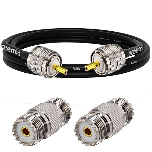 Cable de puente coaxial CB 0.7m 74cm, Cable coaxial RG58 PL259 de 50 ohmios con 2 adaptadores coaxiales SO239 para radio CB, antena, medidor SWR,