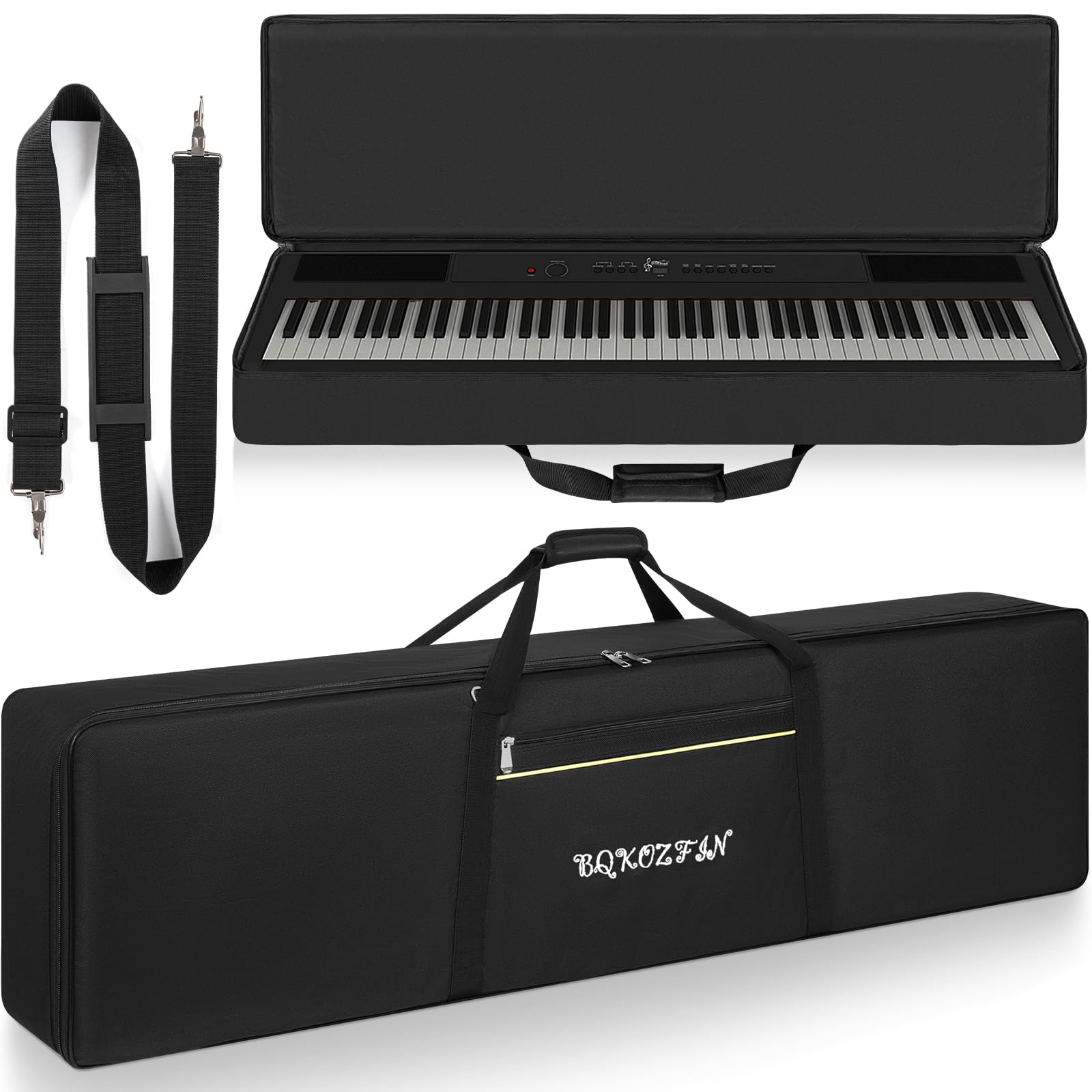 OUUTMEE Borsa per Tastiera - Custodia per Tastiera, Resistente Custodia per Pianoforte in Oxford 600D con Imbottitura da 10mm, Tasca Frontale e Doppia Tracolla - Copertura Protettiva per Pianoforte