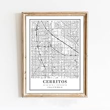 White Poster of Cerritos California Ca | 11x17 12x18 16x24 24x36 Unframed Modern Print Wall Art | Minimalism Hometown City Traveler Gift | Minimalist Home Office Decor 2