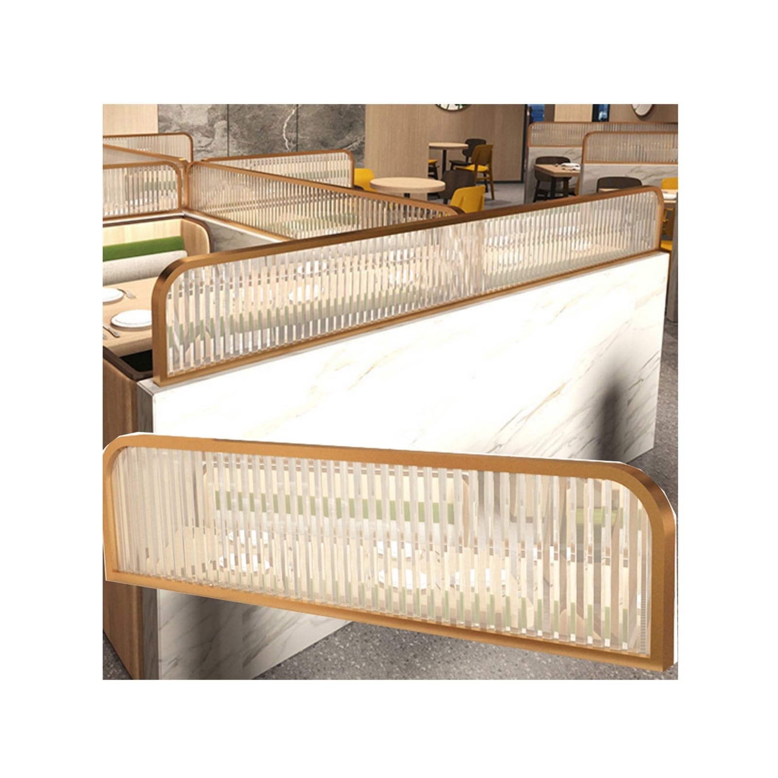 KLGFBDC Stainless Steel Gold Divider Screen - 90x30CM Privacy Partition for Restaurants, Offices, Bars & Hotels - Stylish Countertop Separator for Dining & Workspaces