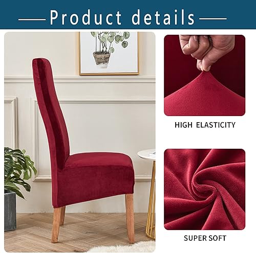Miniatura 5 de Fundas de terciopelo para silla, elásticas, lavables, extraíbles, fundas de asiento grandes para sillas grandes, para comedor, banquete, hotel