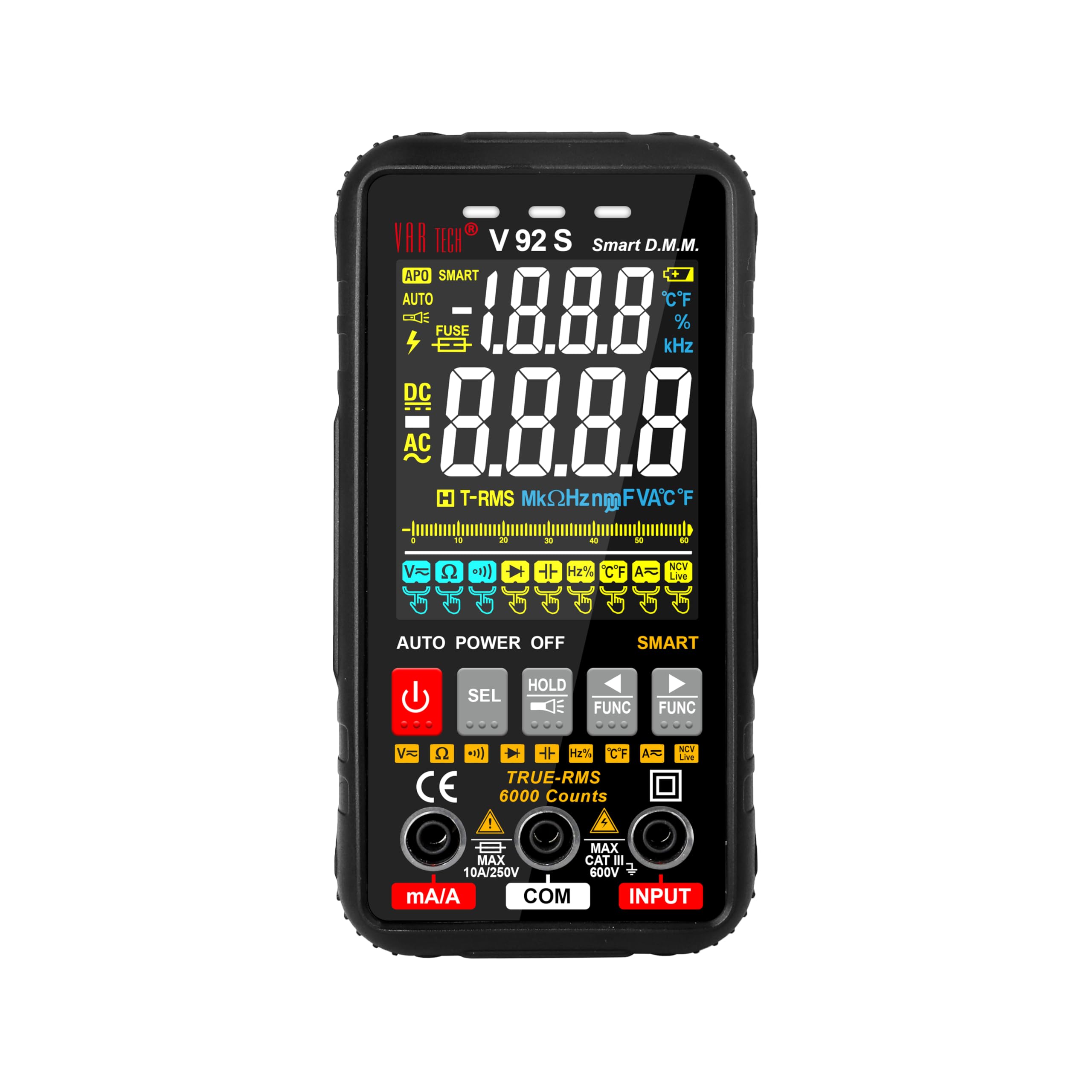 Sponsored Ad - V 92 S Smart Digital Multimeter True RMS Fully Auto 6000 Counts HD Display, 600 V AC DC 10 A AC DC, Resistance Frequency Continuity Capacitance Temperature tests with NCV