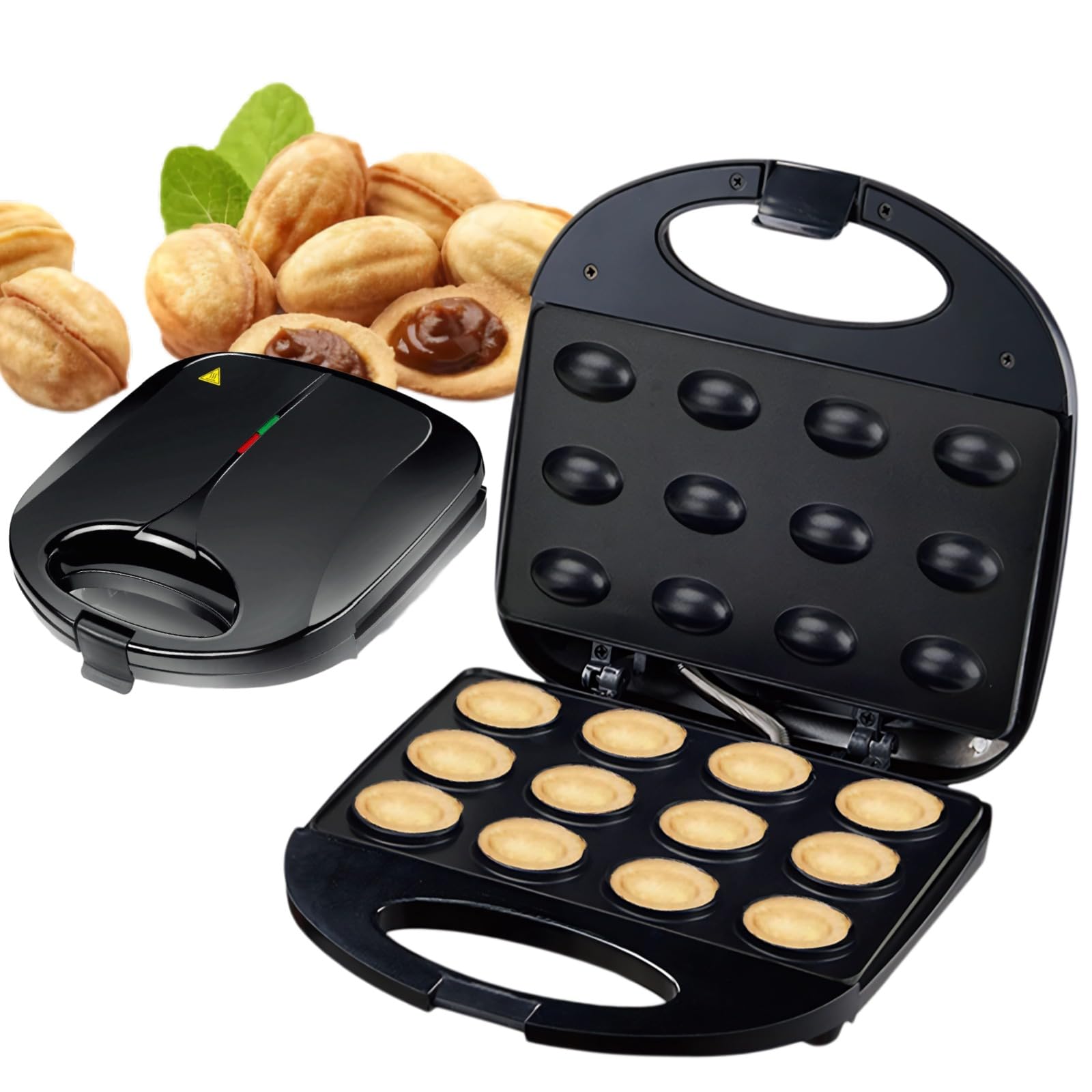 Walnut Cookie Maker 12 Holes, Electric Walnut Cake Mold Maker, Non Stick Oreshki Cookies Maker, Double-side Heating Mini Nut Cookies Maker Machine Oven Cookies Baker Machine