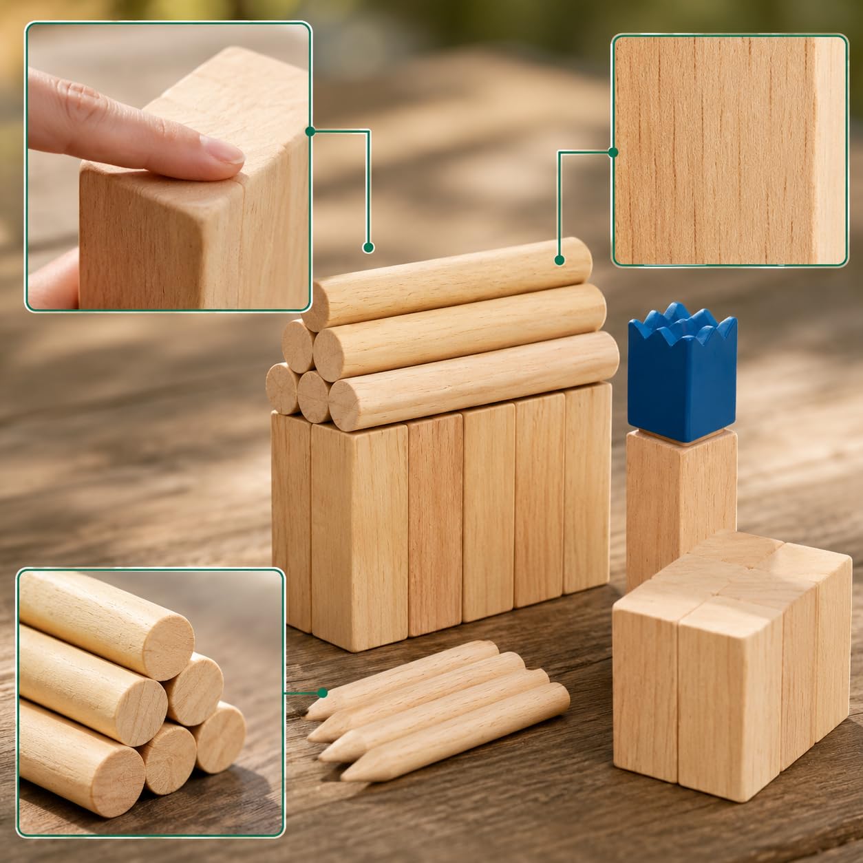 Wurfspiel Outdoor Holzspiel Wurfsatz Geschicklichkeitsspiel Freizeitspiel mit Komplettem Set für King Toss Und Stundenlangen Stärkt Zusammenarbeit Und, Style to 1