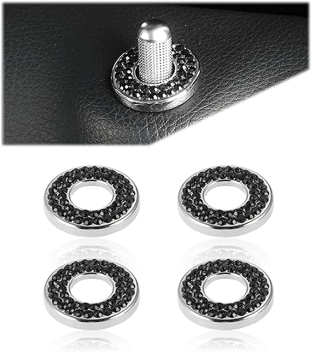neynavy 4 piezas de cubierta brillante para cerradura de puerta interior de automóvil, accesorios de perno de varilla interior de cristal,