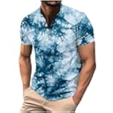 T-Shirts for Men Graphic Funny Short Sleeve Quarter Zipper Polo Shirt Summer Causal Stylish Gym Workout Pullover