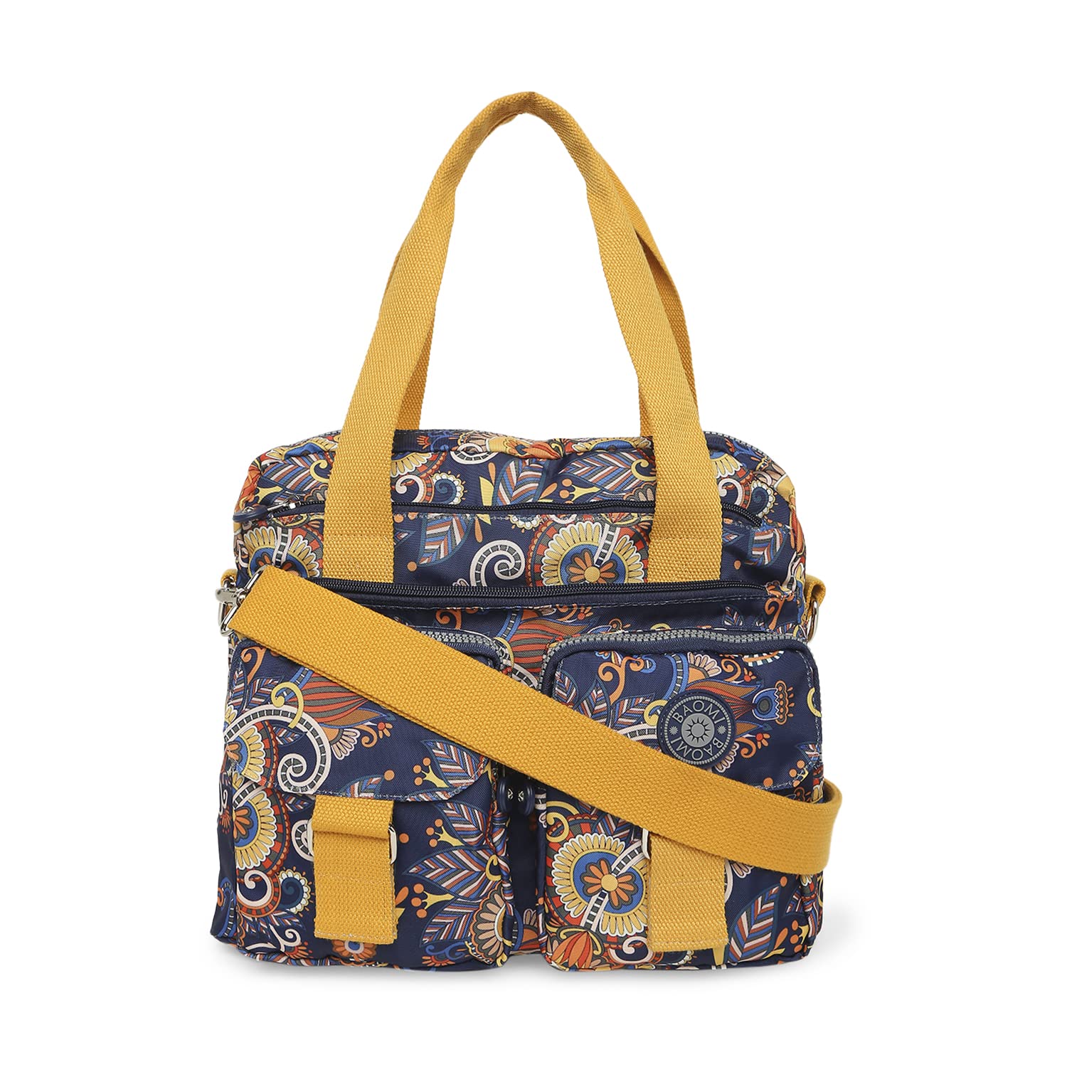 Baomi Crinkle Blue & Yellow Floral Printed Soft Hand Bag - BA-20134022019