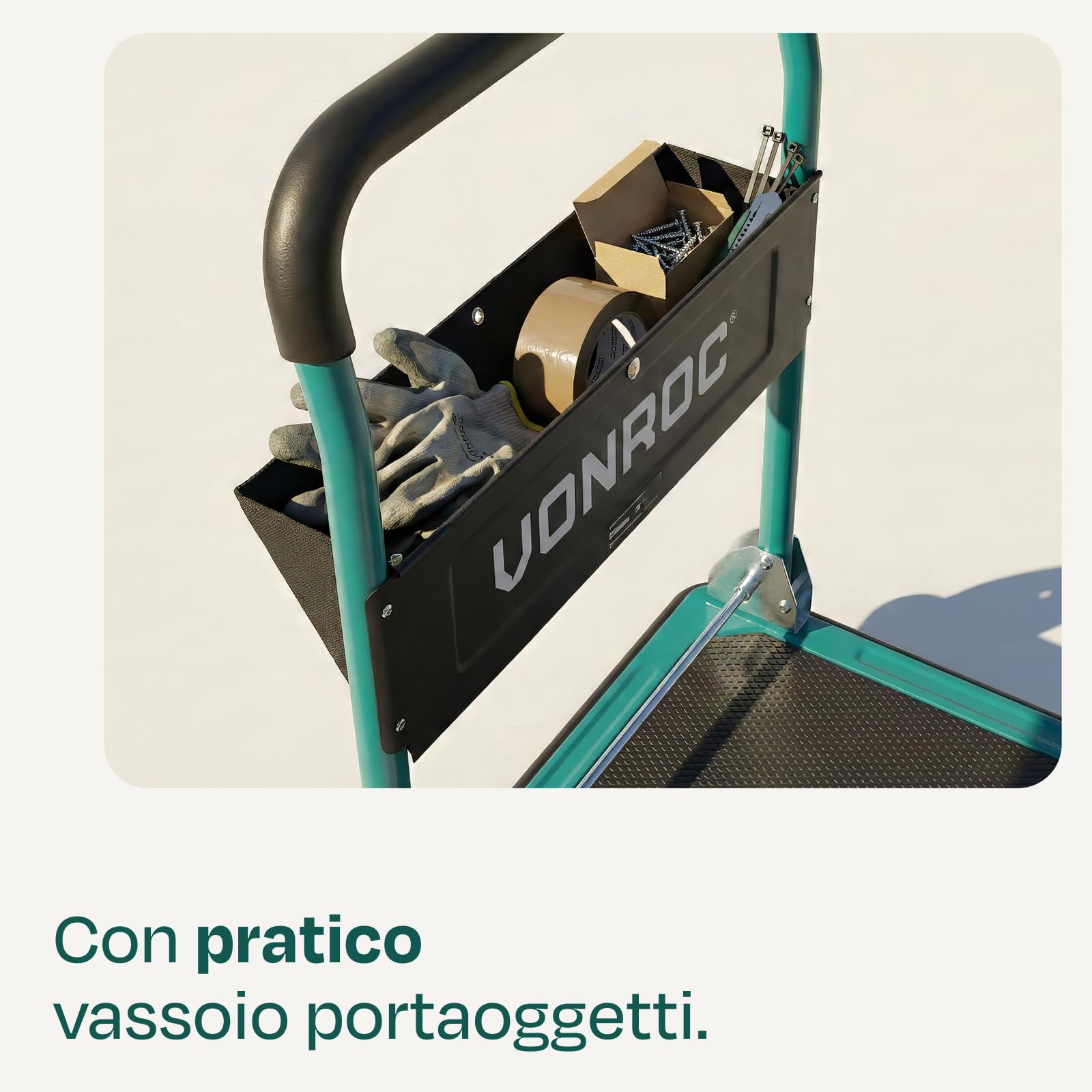 Carrello a Piattaforma Pieghevole 300 kg – Carrello da Trasporto in Acciaio con Ruote e Freni, Piano 90x60 cm – Ideale per Magazzino, Officina, Garage e Traslochi