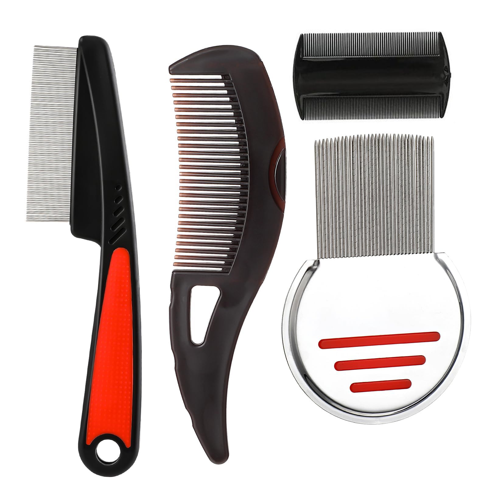 Anheyu 4Pcs Dandruff Comb Psoriasis Comb Scalp Sweep Detoxing Comb Stainless Steel Fine Tooth Comb Dandruff Removal Comb Multifunctional Hair Grooming Tool for Women Men Scalp Massage Refreshing