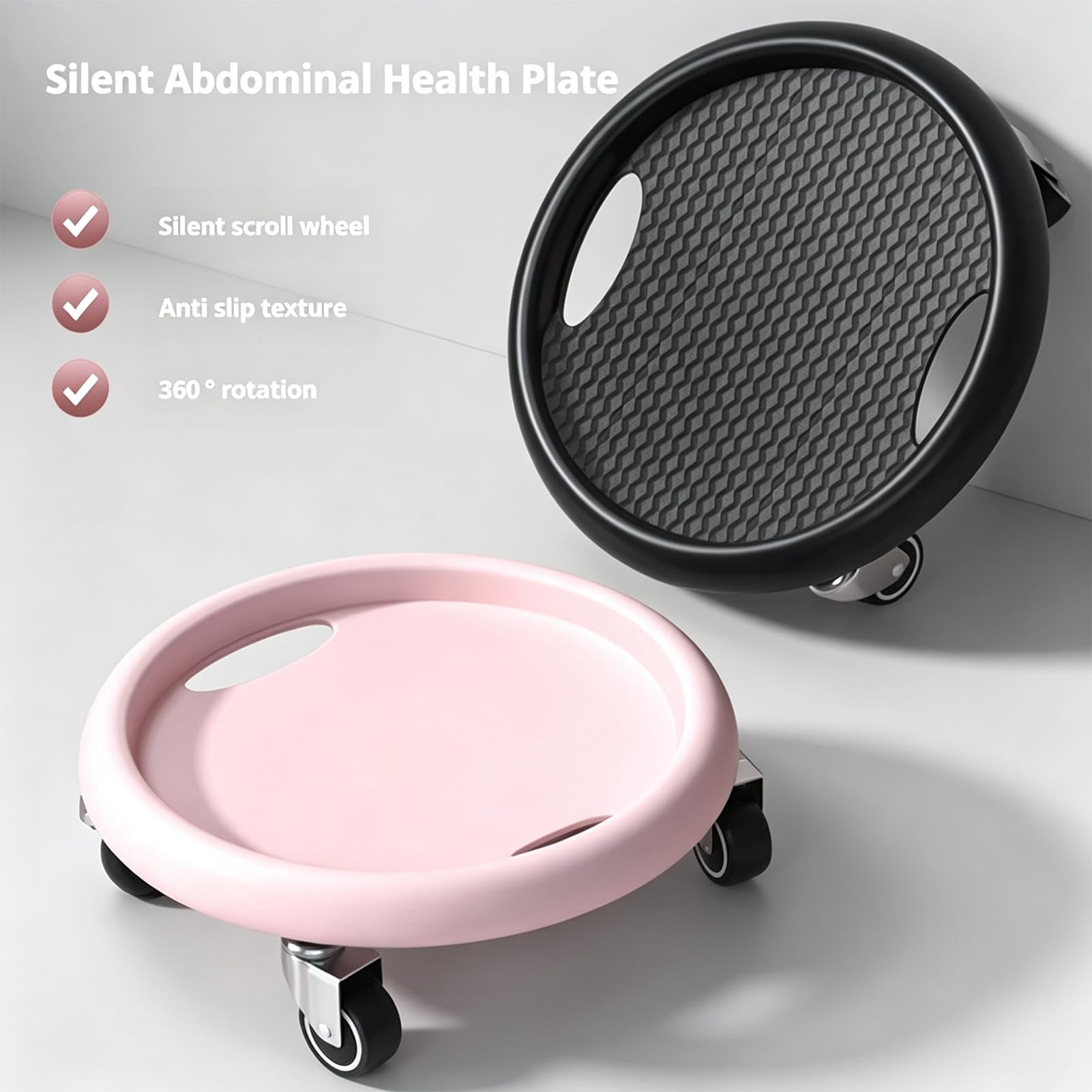 Abdominal Roller Wheel Disc with Knee Mat, 4-Wheel Ab Machine for Home