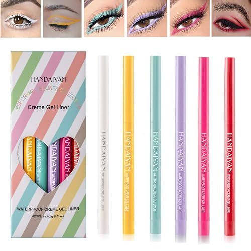 Famoustore Juego de delineadores de ojos de gel crema de 6 colores lápiz de delineador de ojos colorido mate para mujer impermeable maquillaje mate
