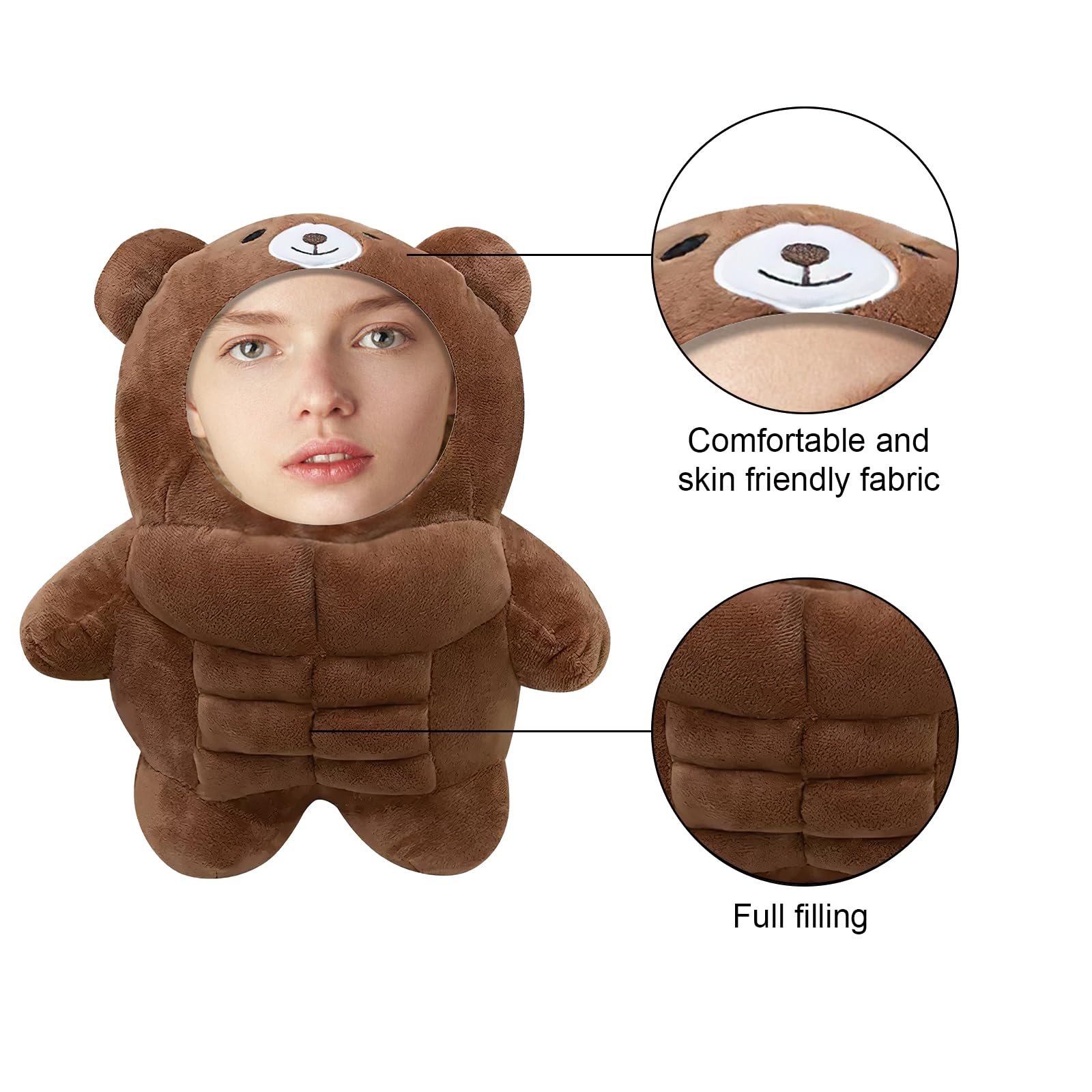Giocattolo di peluche personalizzato dell'orso muscolare, giocattolo di peluche personalizzabile con foto del viso - giocattolo divertente (11,8 pollici)