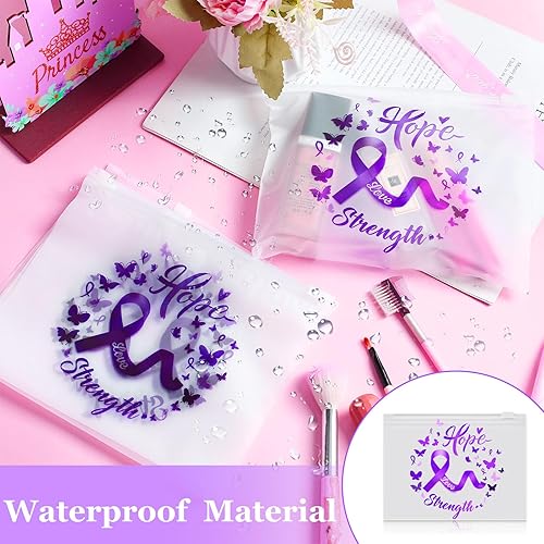 Miniatura 4 de Oudain 60 bolsas de maquillaje para concienciación sobre la violencia doméstica, bolsas de cosméticos con cinta morada, bolsas de cosméticos para