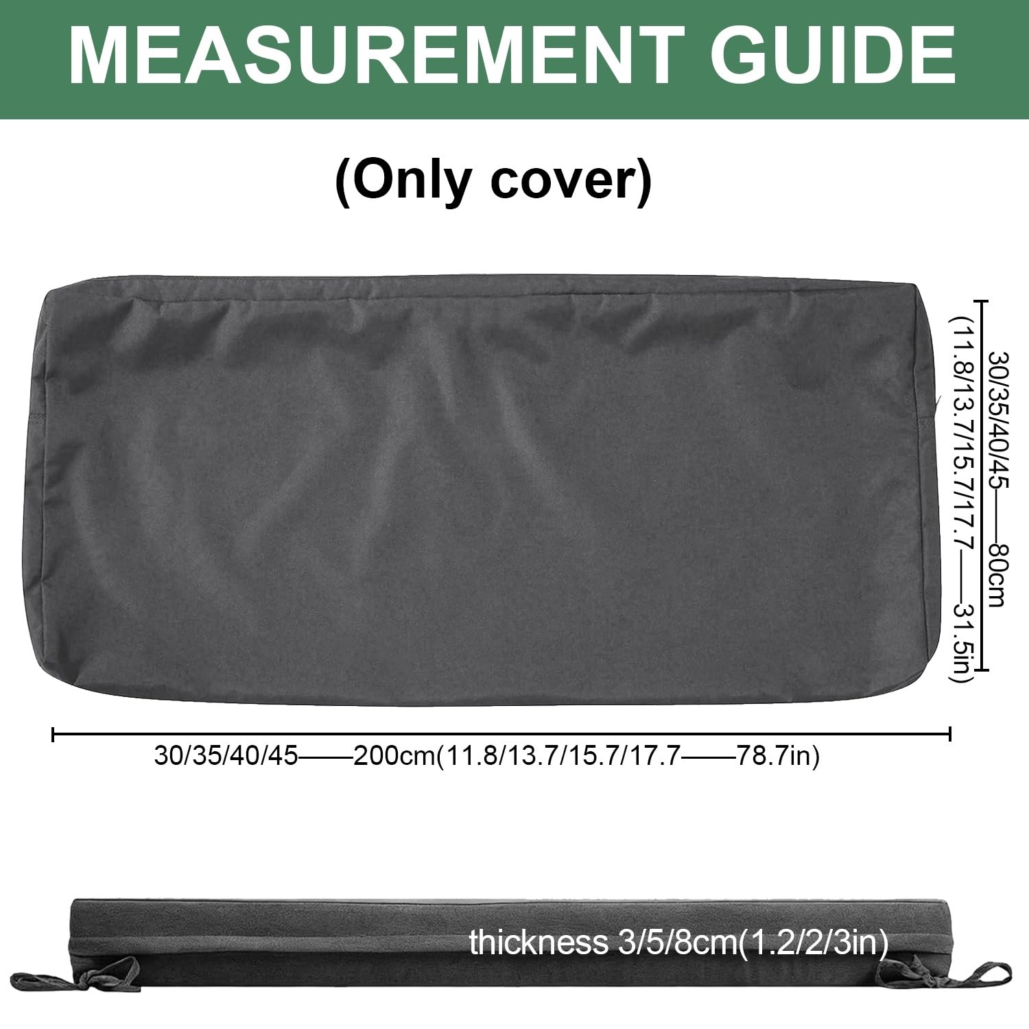 Funda Impermeable y Antideslizante para Cojín de Banco y Asiento – Funda de Repuesto con Cremallera y Correas para Muebles de Exterior en Jardín, Terraza y Sofá(Rojo,120x50cm/47x20in)