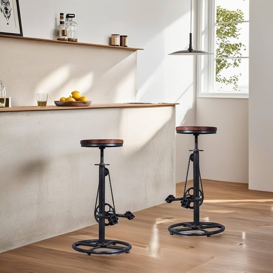 Amazon.com: BOKKOLIK Set of 2 Industrial Bar Stool-Swivel Vintage