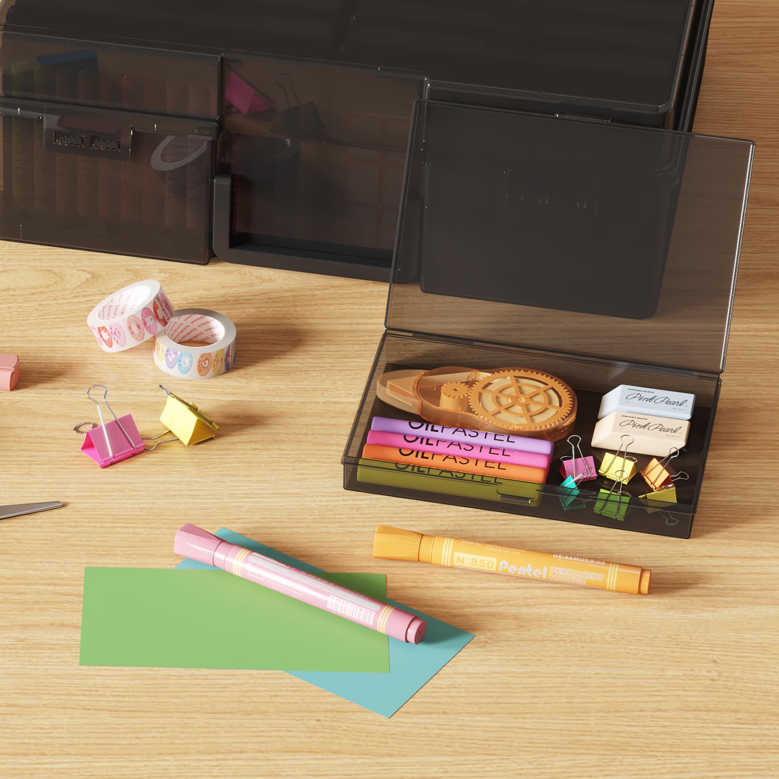 Lifewit Scatola Portafoto 10 x 15 cm, 4R 18 Scomparti Scatola Foto Interna, Organizer Foto con Manico, Scatola Portaoggetti Plastica per Semi, Cartoline, Artigianato, Adesivi, Nero, 1 Pezzi
