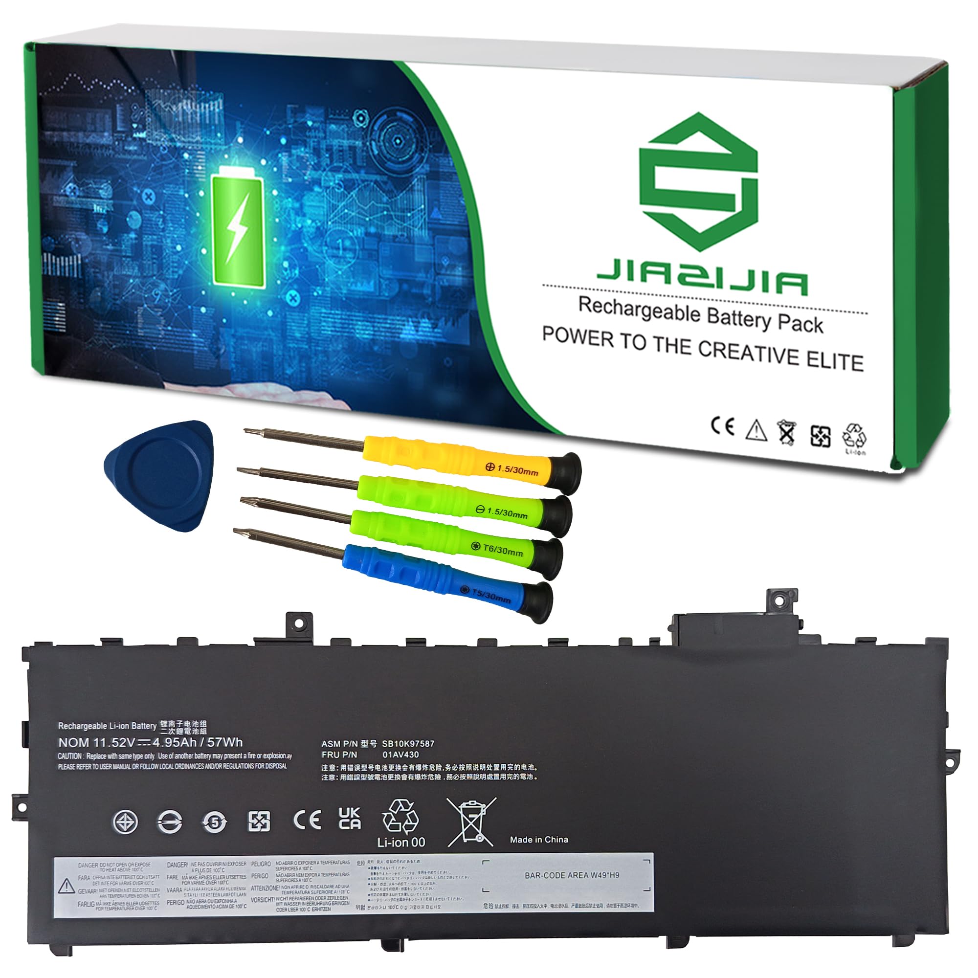 01AV430 Laptop Battery Replacement for Lenovo ThinkPad X1 Carbon 5th Gen 2017 6th Gen 2018 Series SB10K97587 01AV431 SB10K97588 01AV494 SB10K97586 01AV429 SB10K97586 11.52V 57Wh 4950mAh