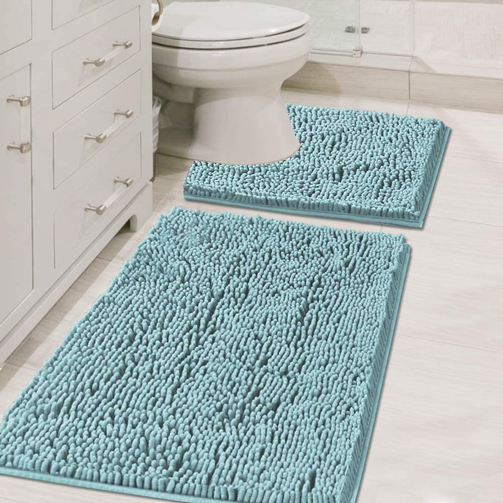 H.VERSAILTEX Original Luxury Chenille Bathroom Rug Mat (32" x 20"/20" x 20"), Extra Soft & Absorbent Shaggy Rugs, Machine Wash/Dry, Perfect Plush