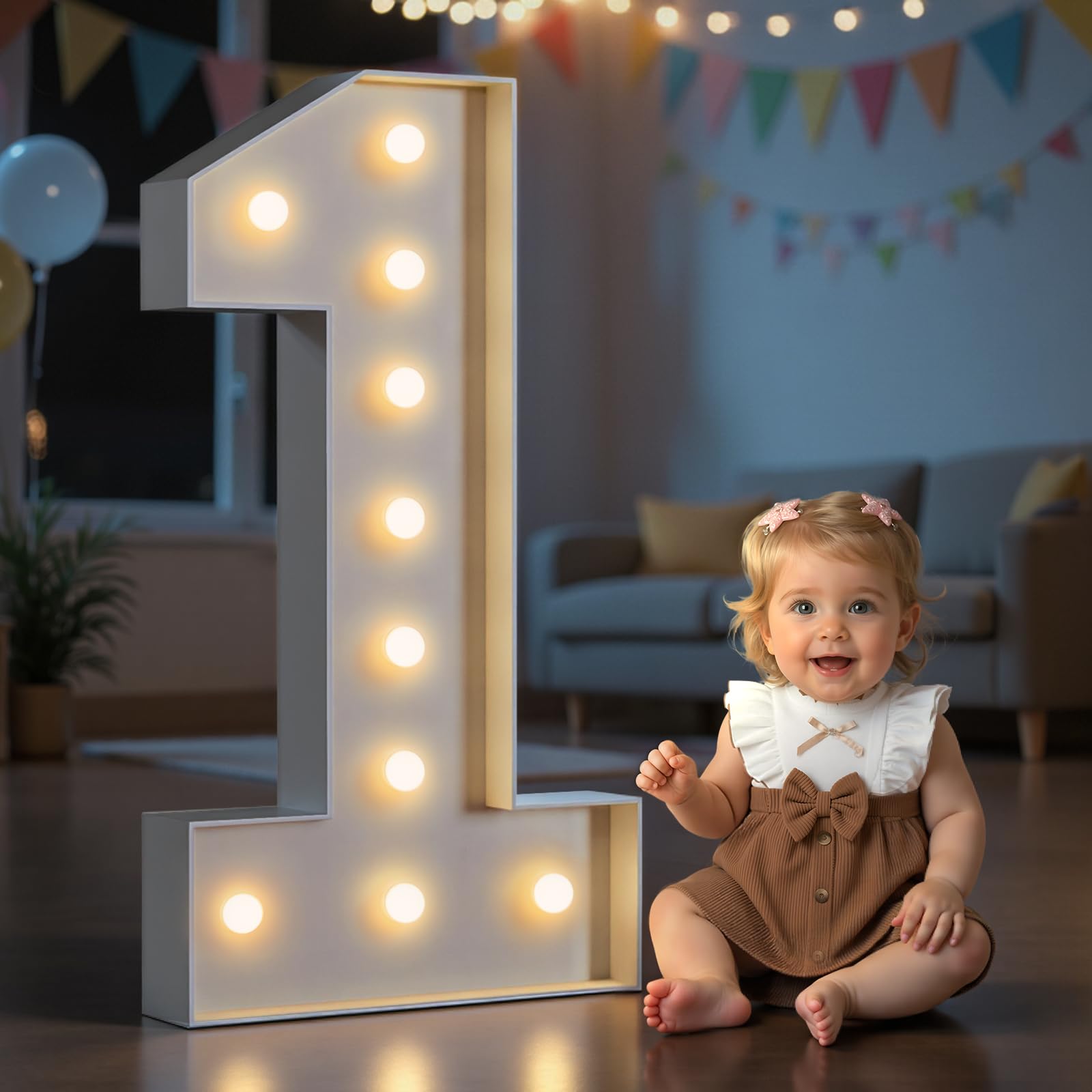 imprsv Marquee Numbers, 4FT Light Up Number for 1st Party Birthday Decorations, Mosaic Numbers for Balloons, Large Cardboard Number One Balloon Frame, Sign Blocks Birthday Decor