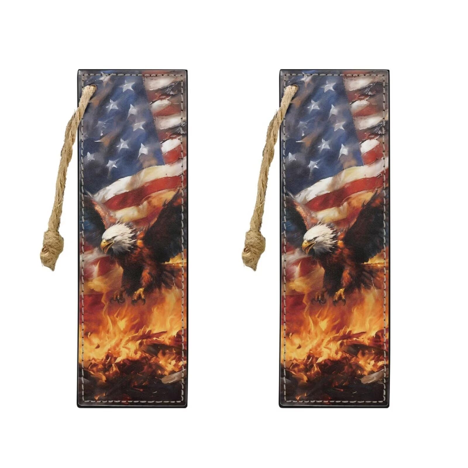 Mintulipy 2 Pack Leather Bookmark American Flag Eagle Bookmark for Teachers, Students, Book Lovers Funny Bookmark for Women Men Book Lovers Bookmarks Accessories